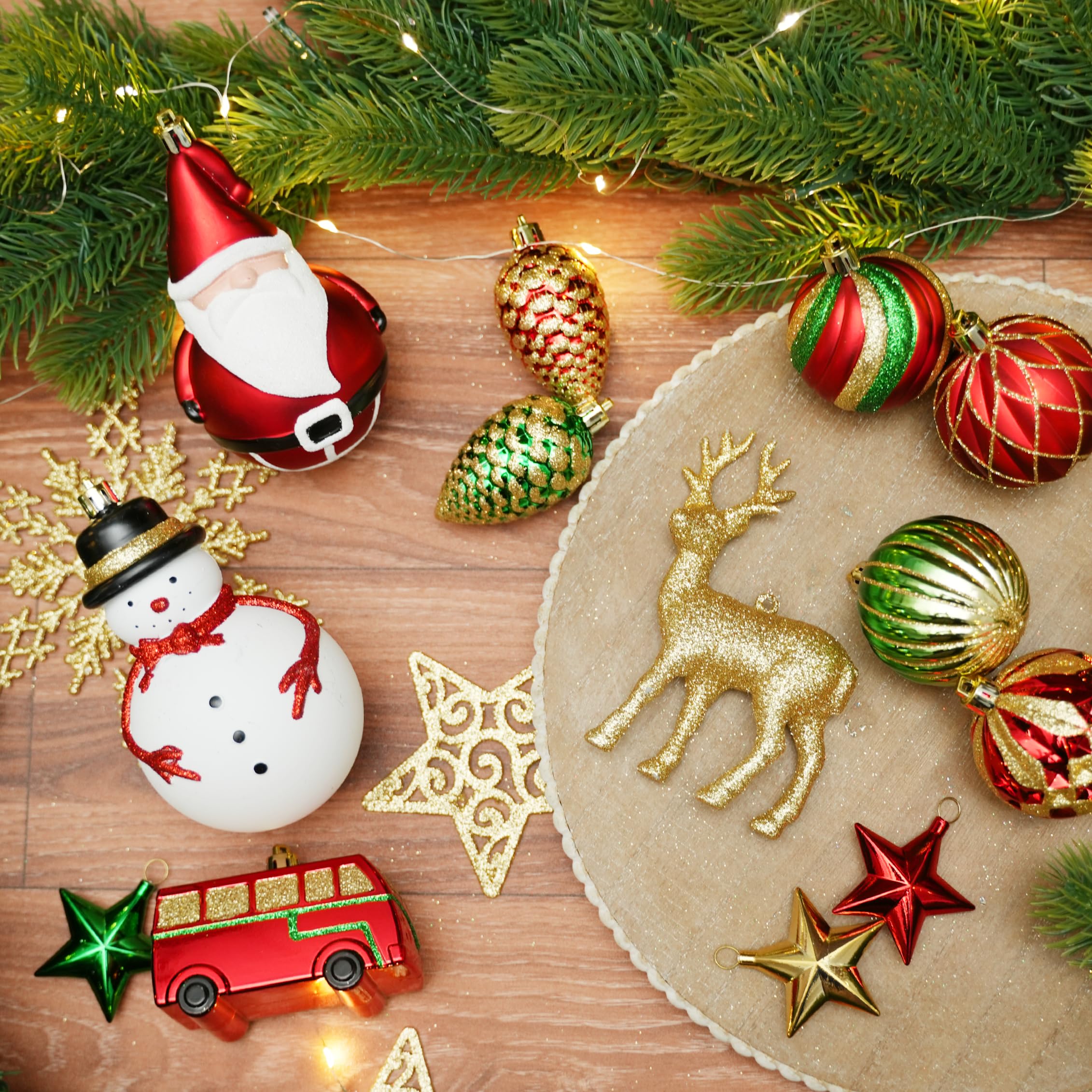 100 Pcs Red & Green & Gold Christmas Ball Ornaments Set - SHareconn