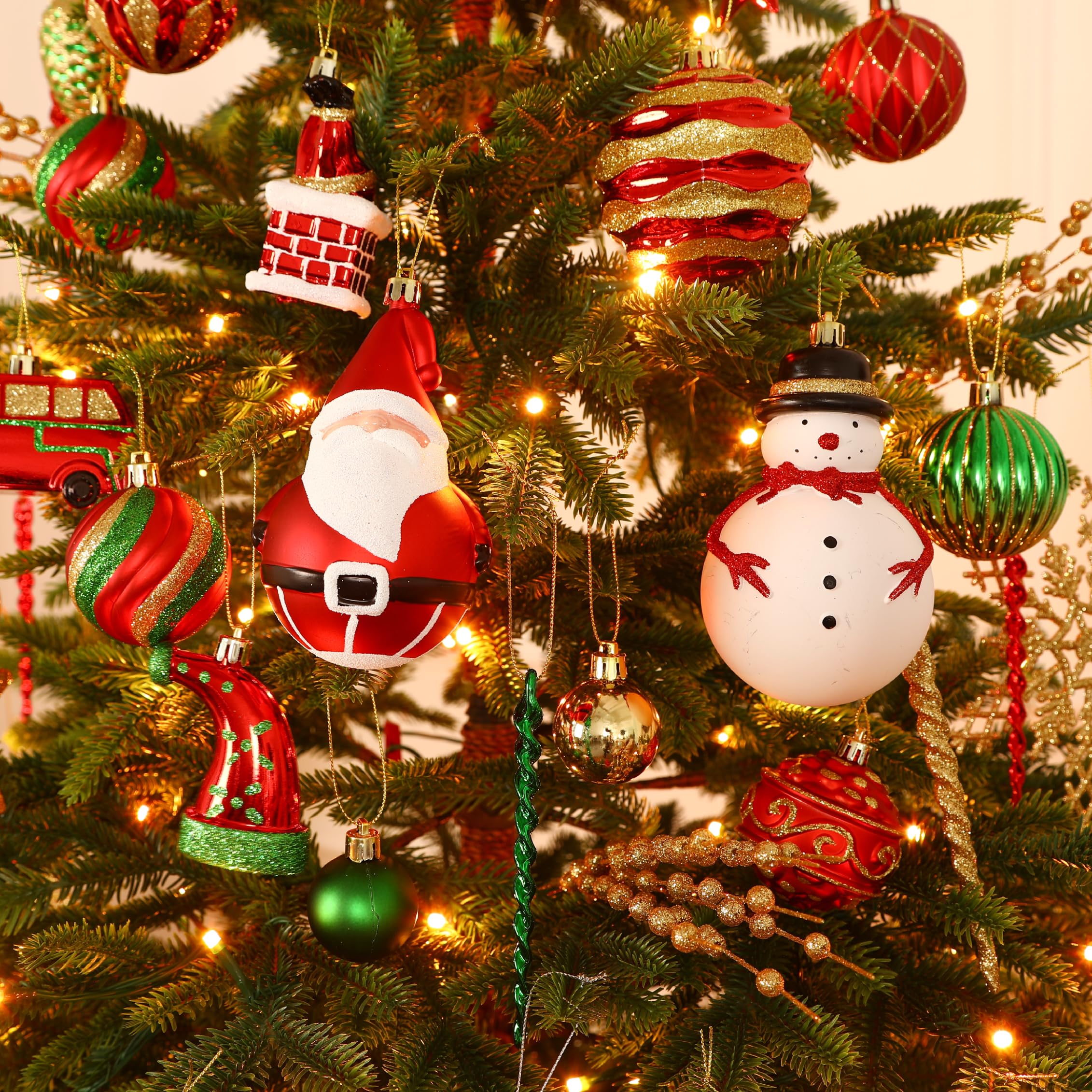 100 Pcs Red & Green & Gold Christmas Ball Ornaments Set - SHareconn