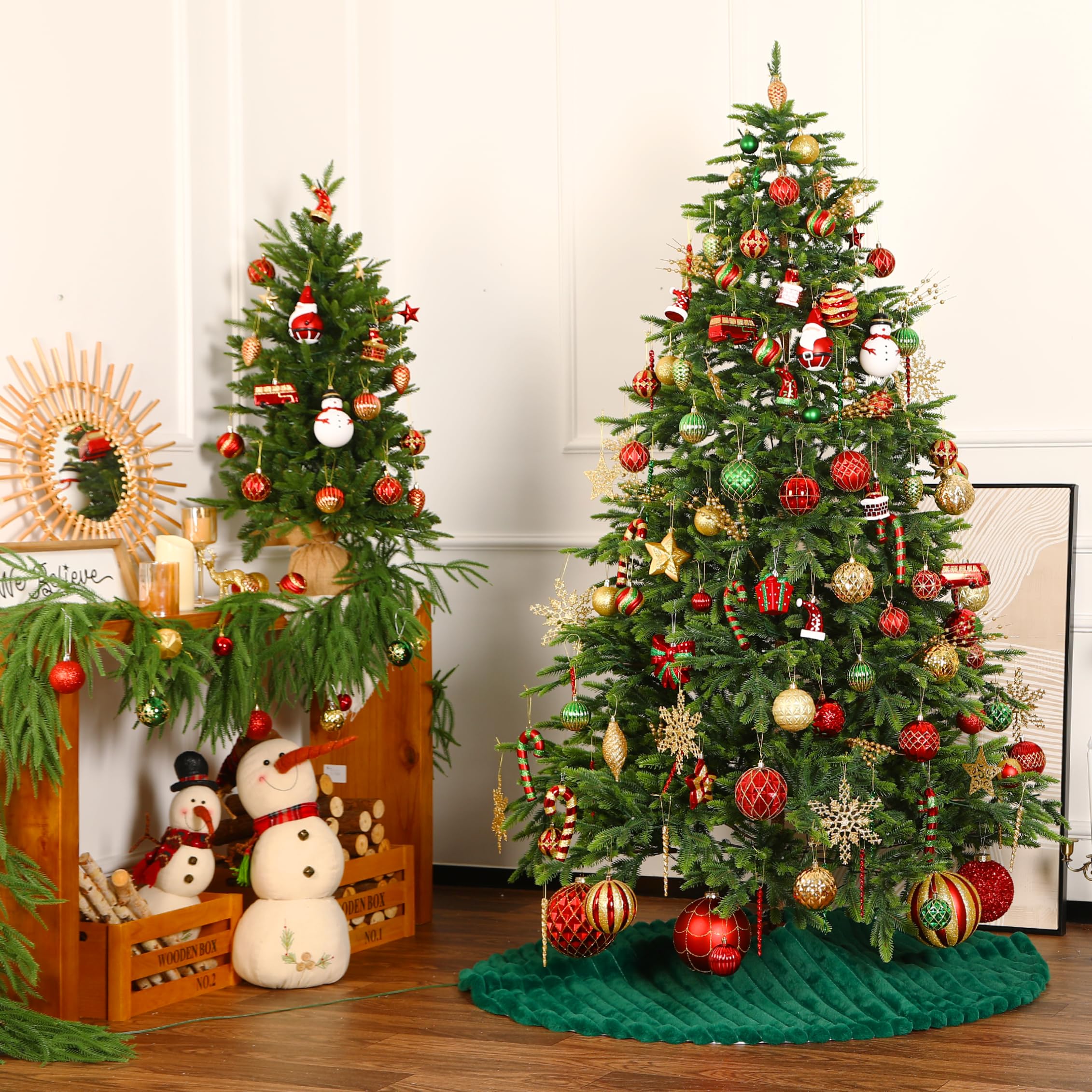 100 Pcs Red & Green & Gold Christmas Ball Ornaments Set - SHareconn