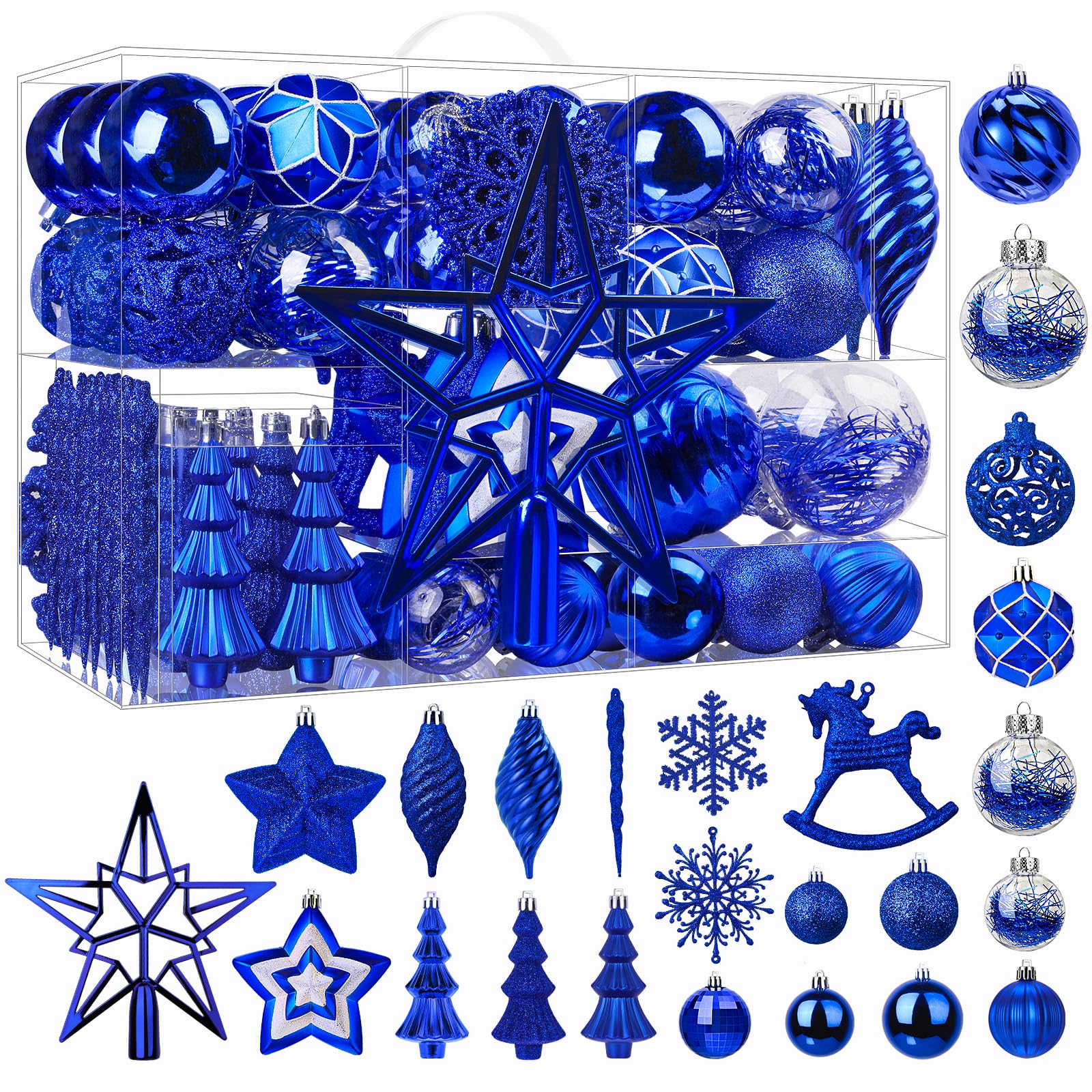 100pcs Blue Christmas Tree Decorations Ornaments Set - SHareconn