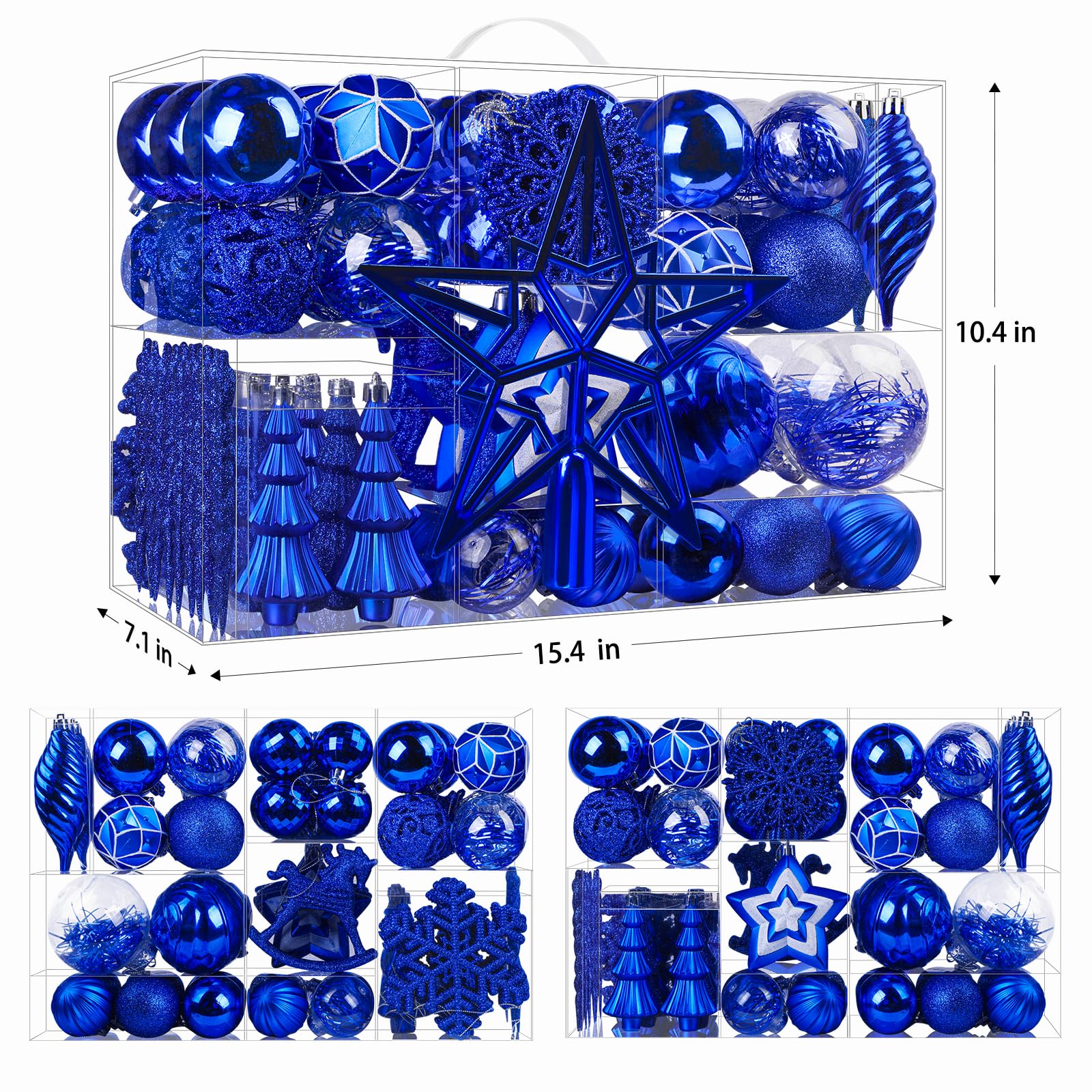 100pcs Blue Christmas Tree Decorations Ornaments Set - SHareconn