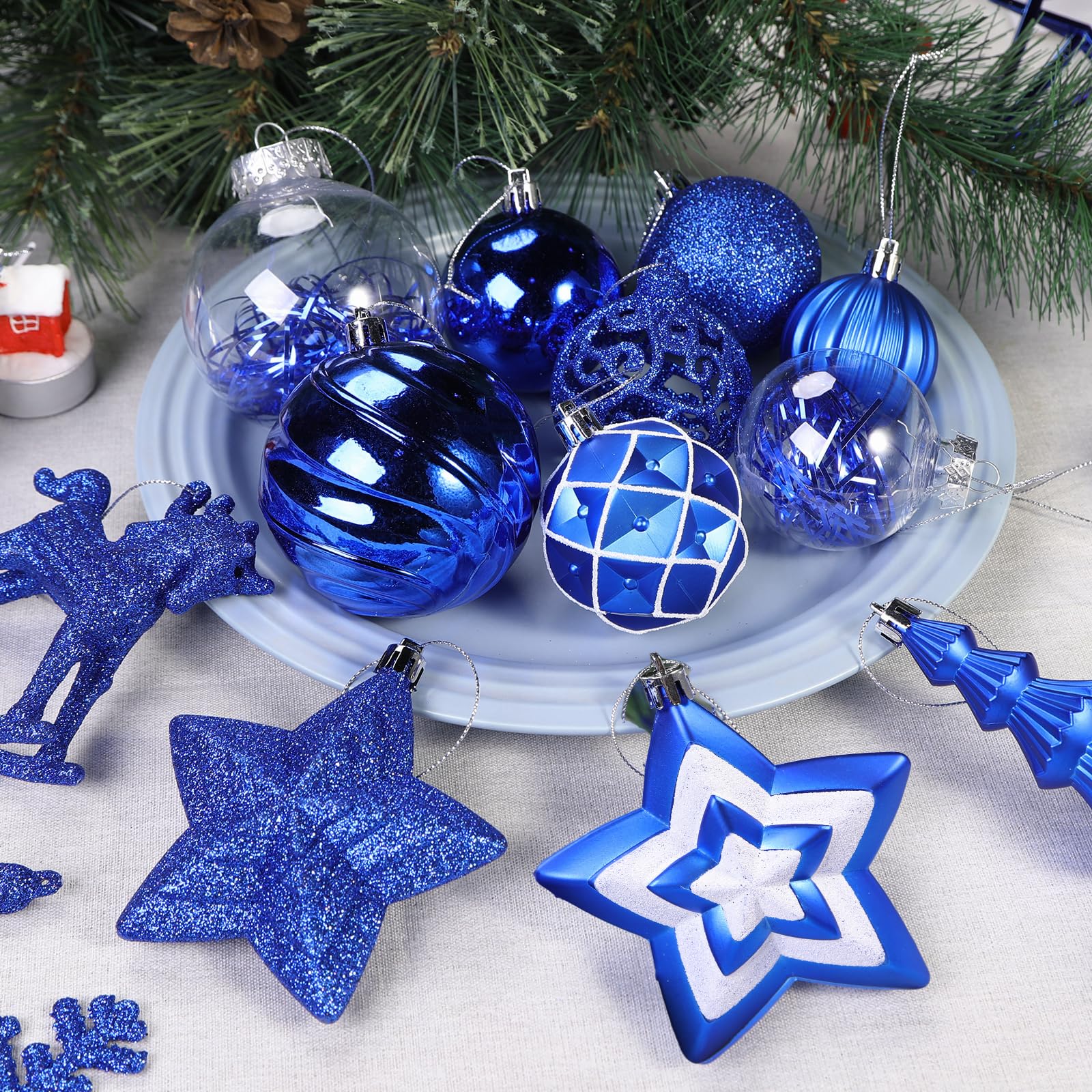 100pcs Blue Christmas Tree Decorations Ornaments Set - SHareconn