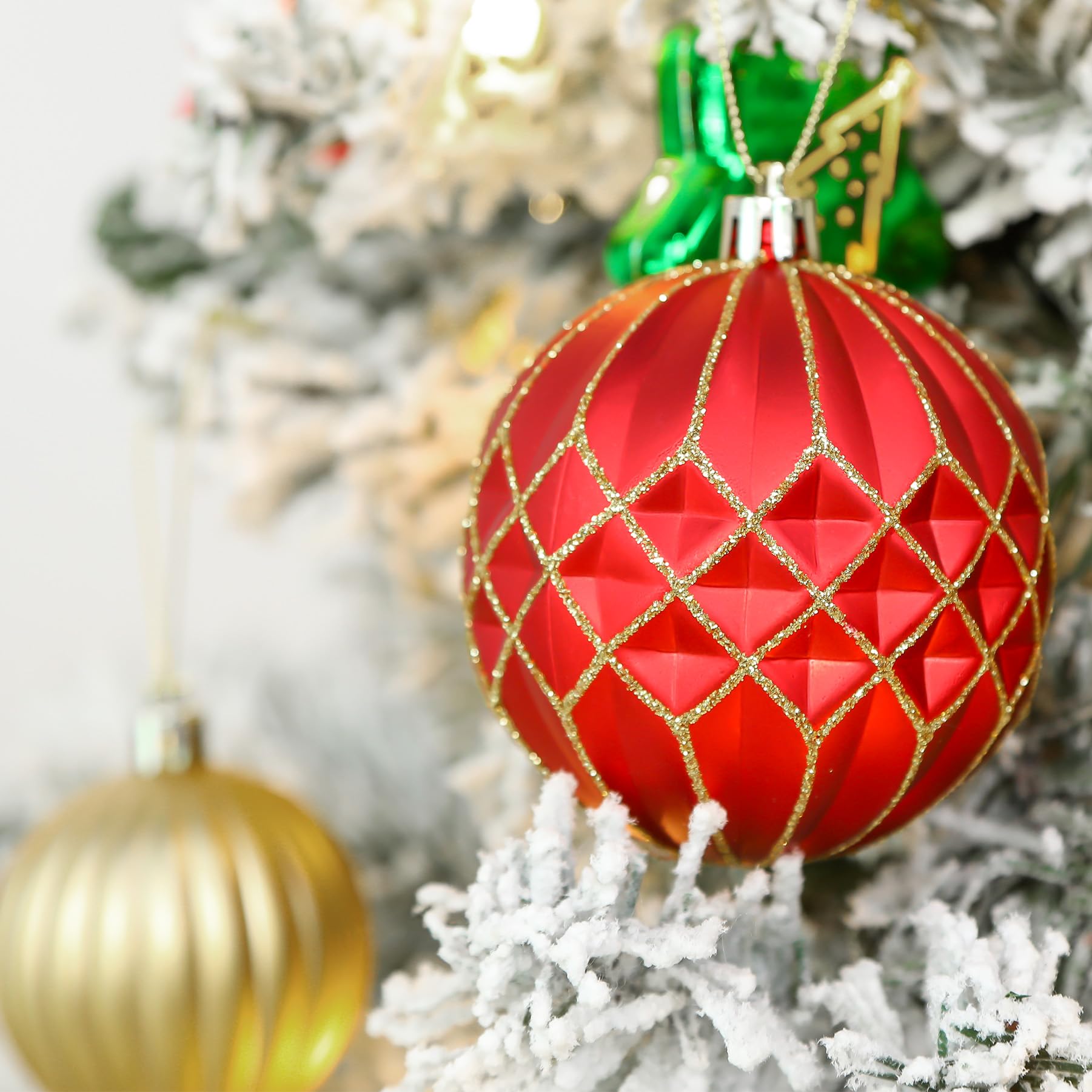 12ct 3.15 Inch Red & Gold Christmas Tree Balls Ornaments - SHareconn