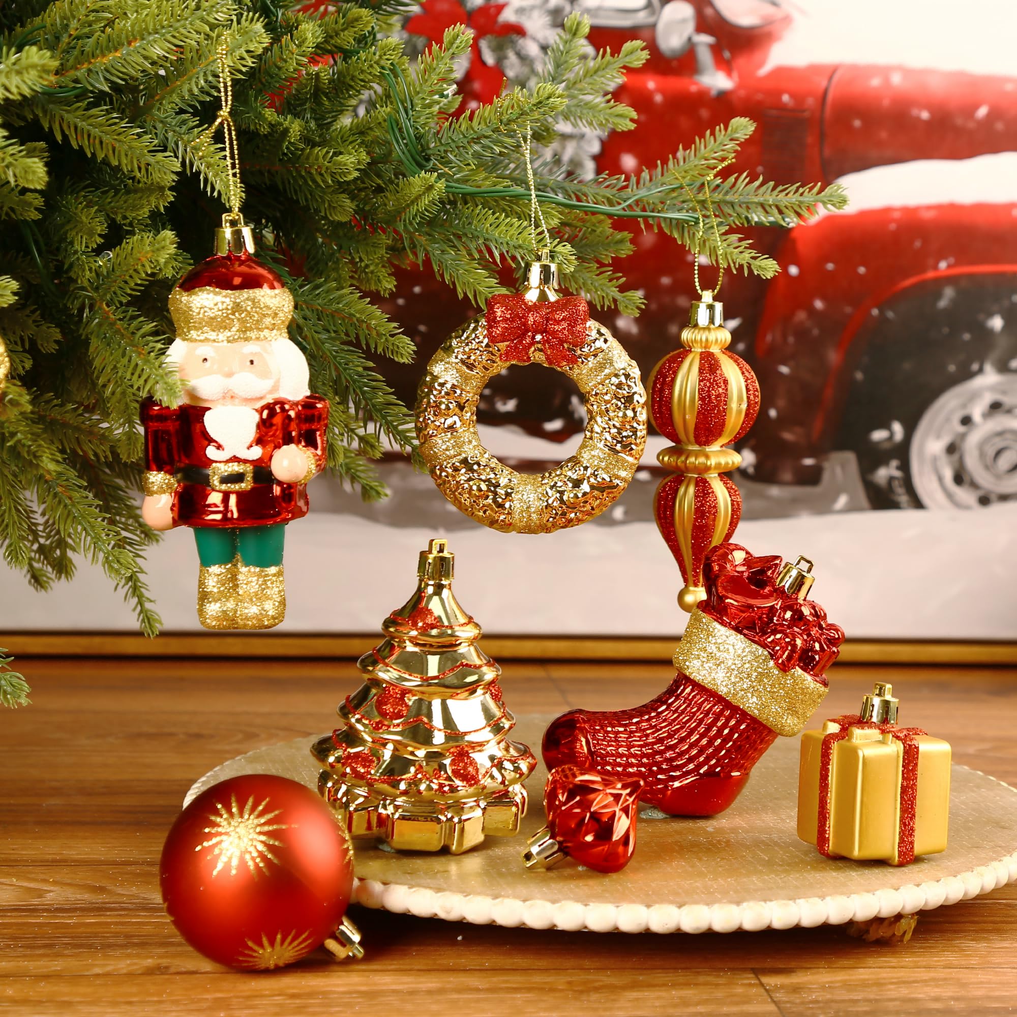 135pcs Red and Gold Christmas Balls Ornaments Set - SHareconn