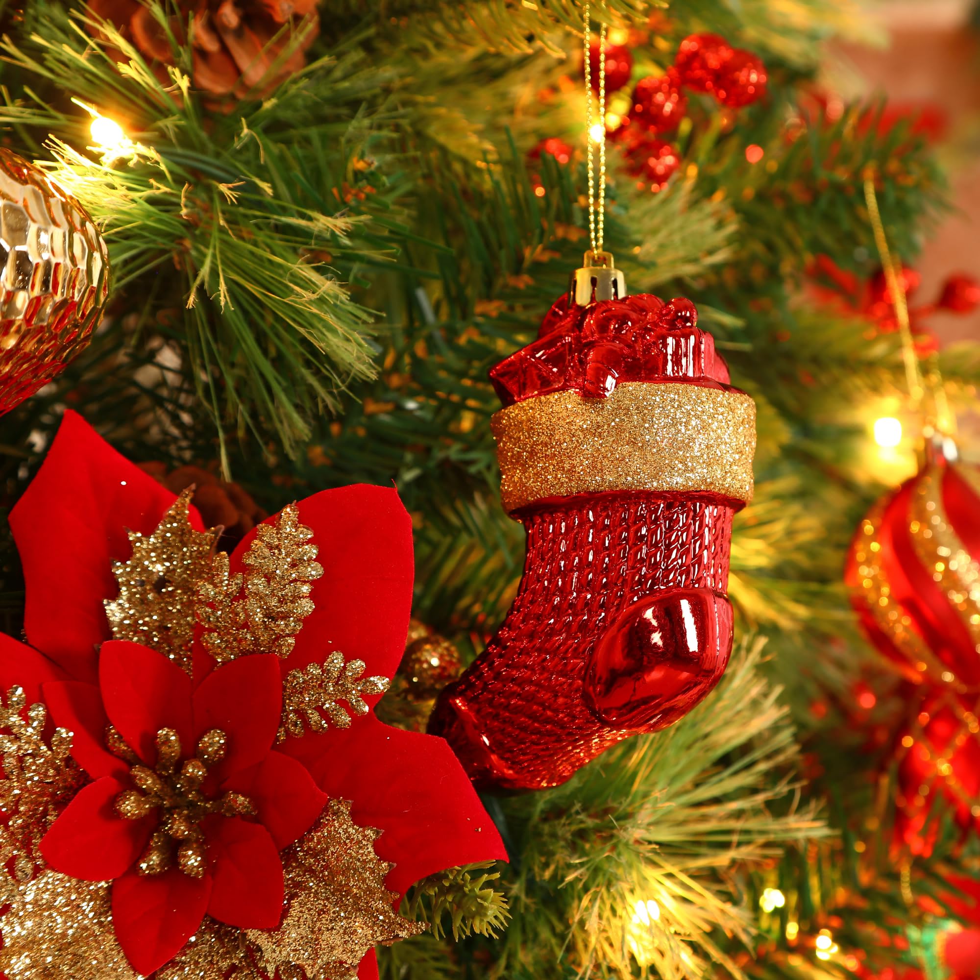 135pcs Red and Gold Christmas Balls Ornaments Set - SHareconn