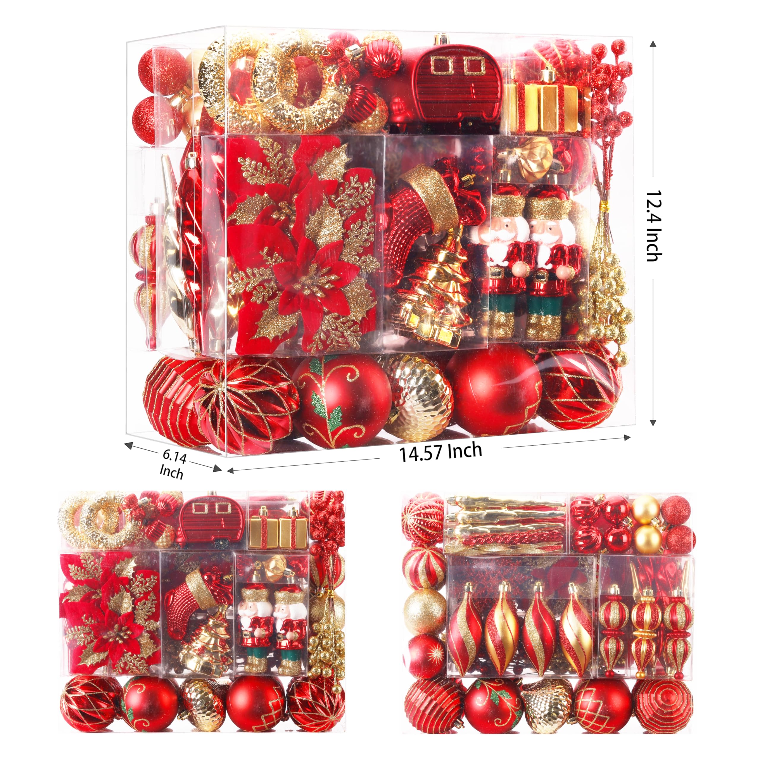135pcs Red and Gold Christmas Balls Ornaments Set - SHareconn