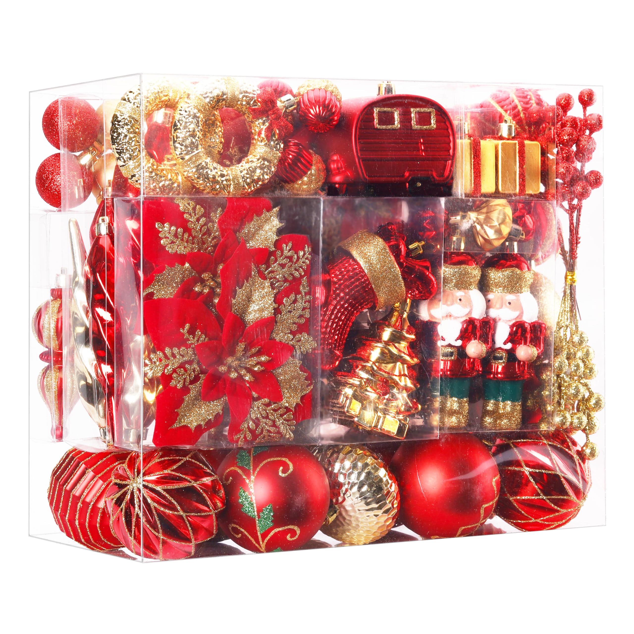 135pcs Red and Gold Christmas Balls Ornaments Set - SHareconn