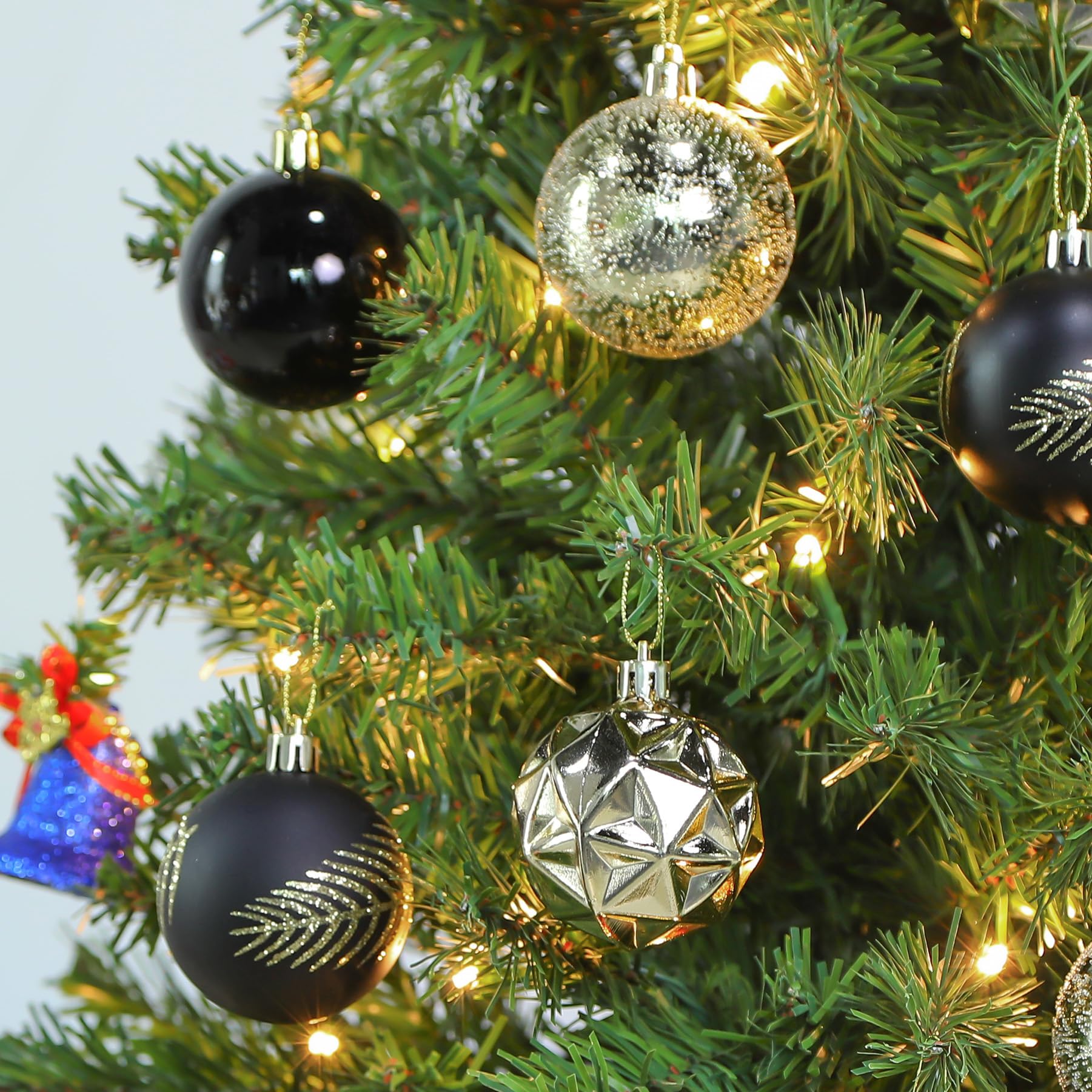 30ct 2.36 Inch Black & Gold Christmas Tree Balls Ornaments - SHareconn