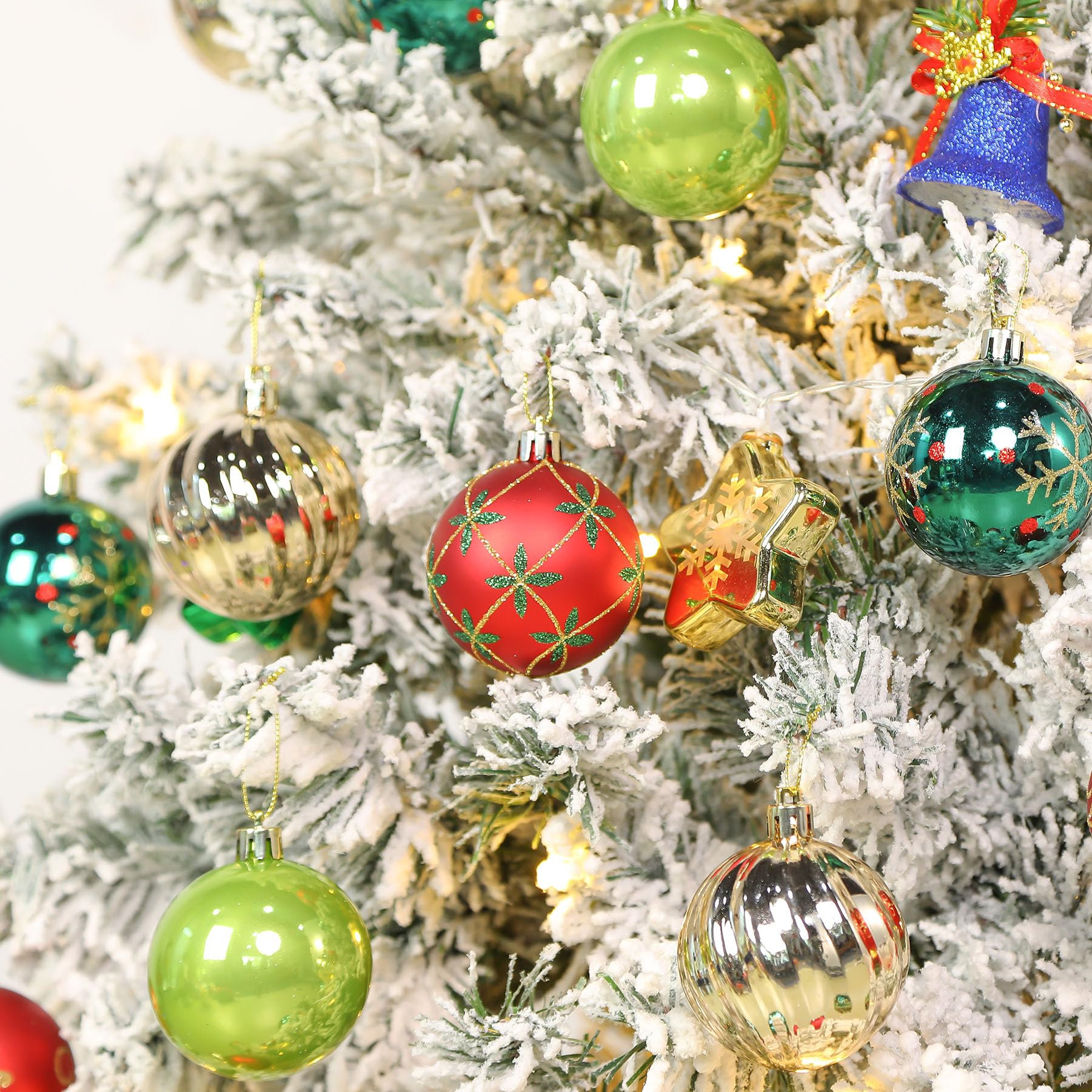 30ct 2.36 Inch Red & Green Gold Christmas Tree Balls Ornaments - SHareconn
