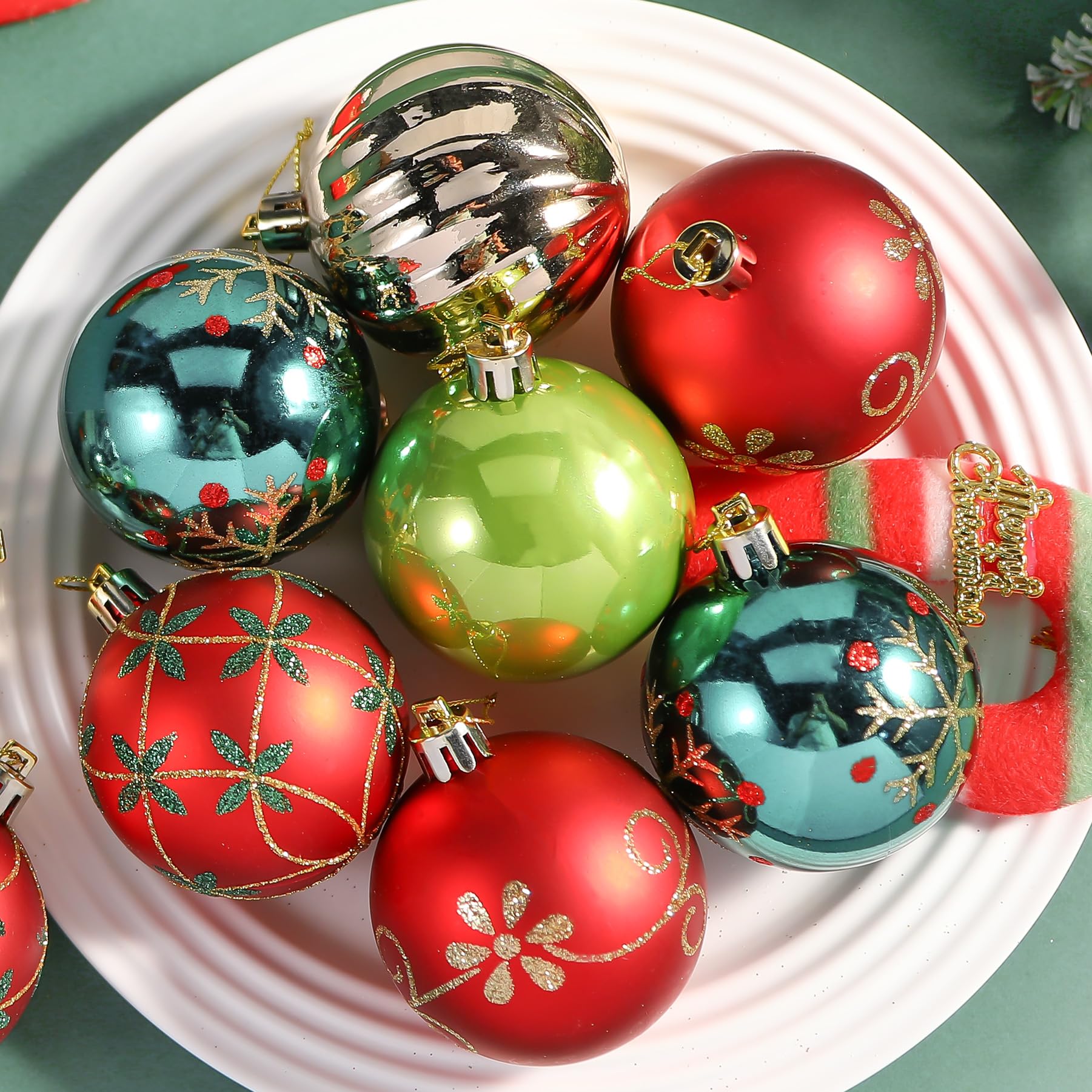30ct 2.36 Inch Red & Green Gold Christmas Tree Balls Ornaments - SHareconn