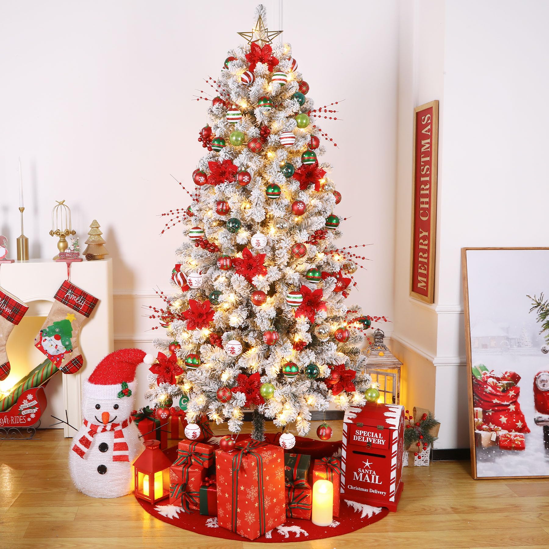30ct 2.36 Inch Red & Green White Christmas Tree Balls Ornaments - SHareconn