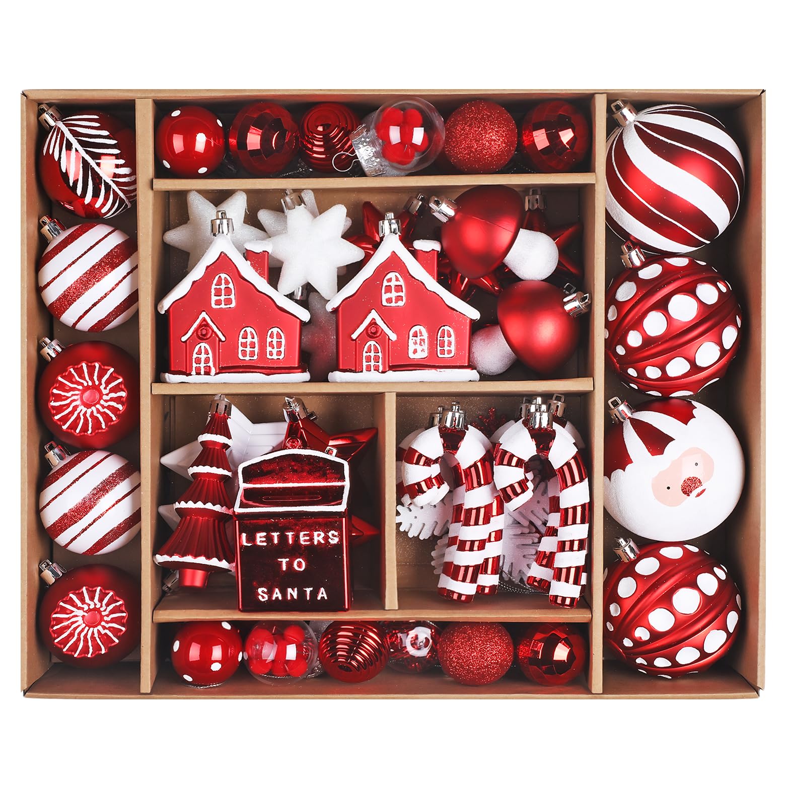 68ct Red & White Christmas Balls Ornaments Set - SHareconn