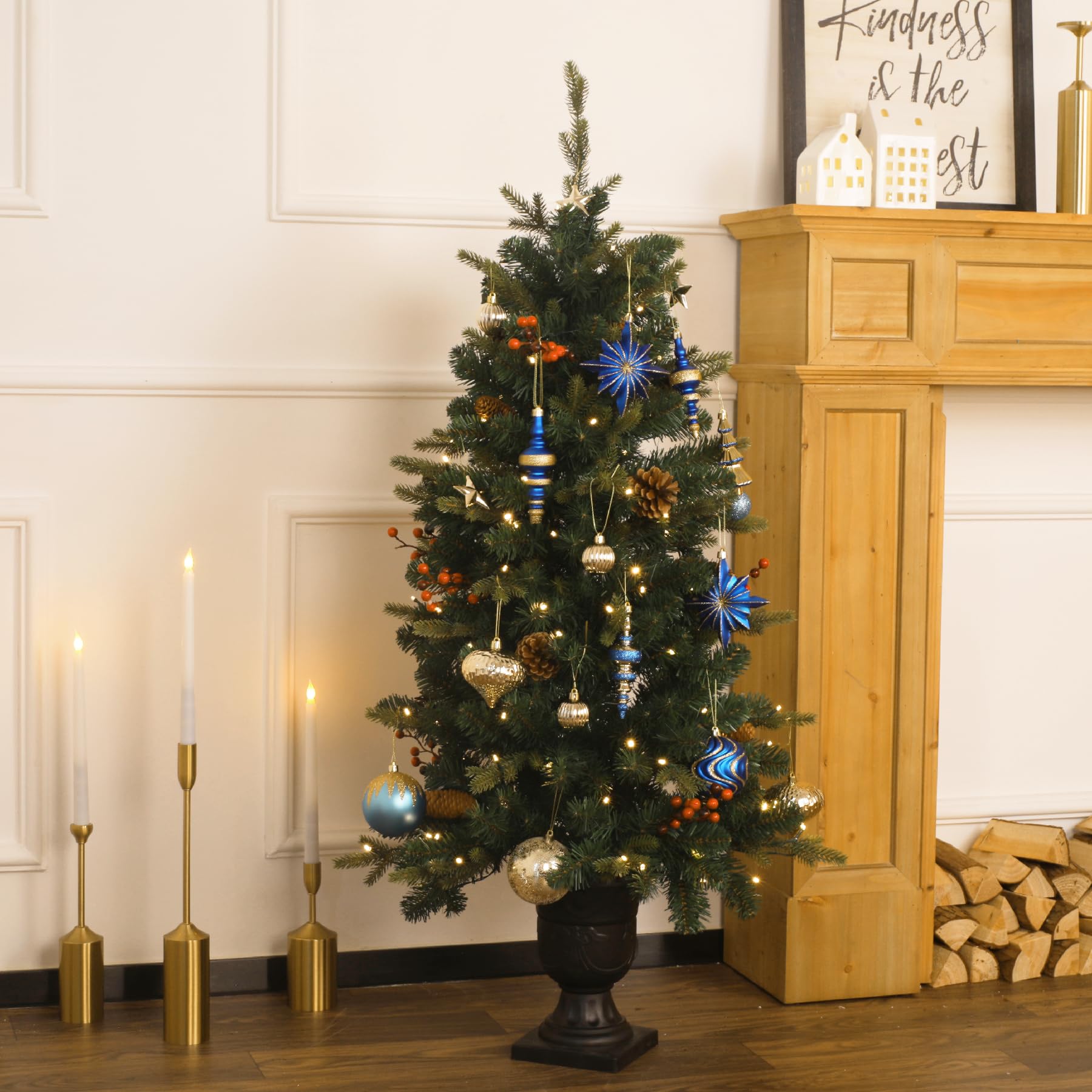 80ct Blue and Gold Christmas Ball Ornament Set - SHareconn