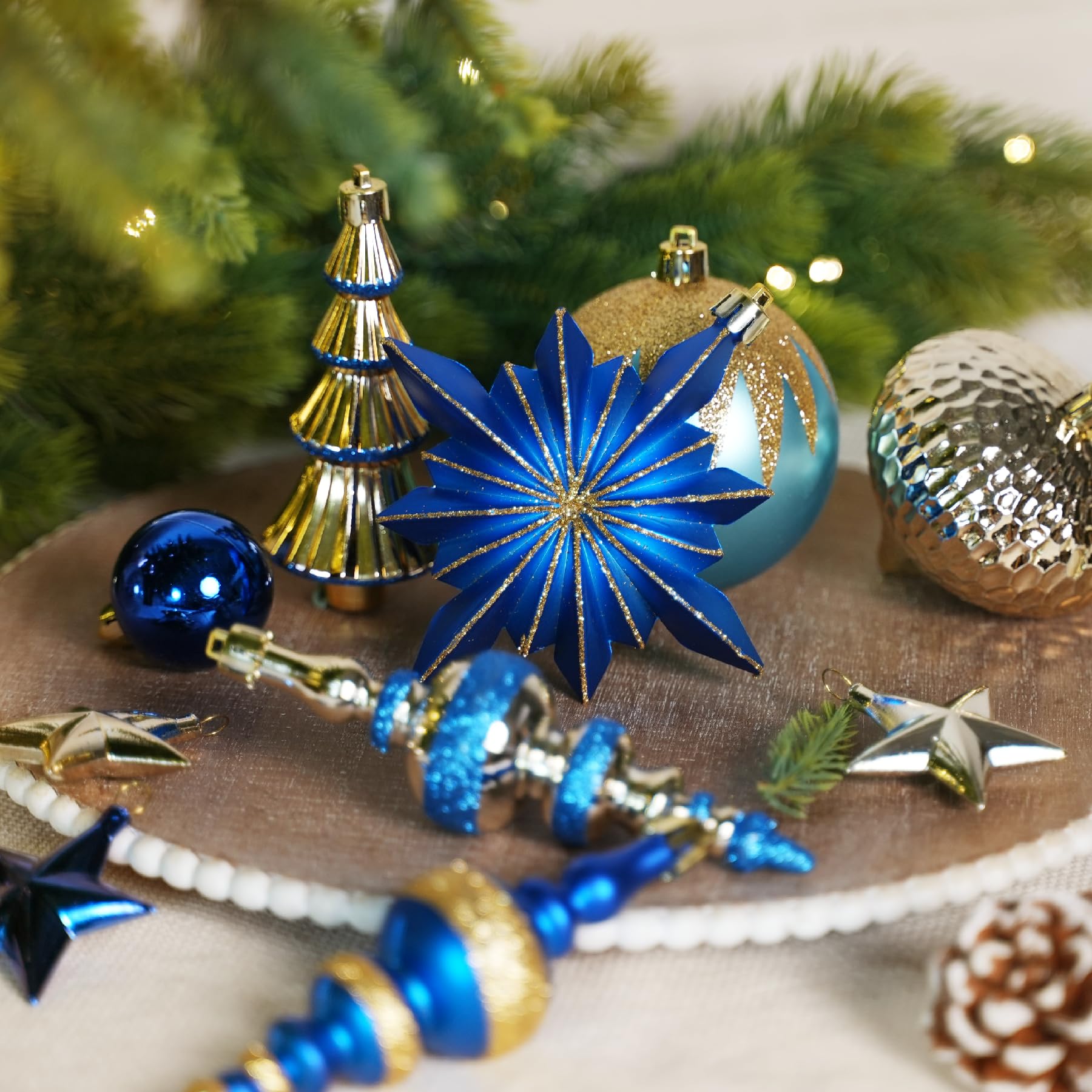 80ct Blue and Gold Christmas Ball Ornament Set - SHareconn