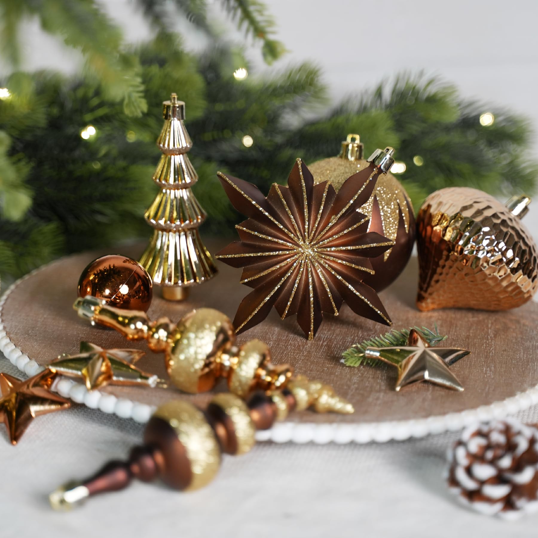 80ct Bronze-Gold Christmas Ball Ornament Set - SHareconn
