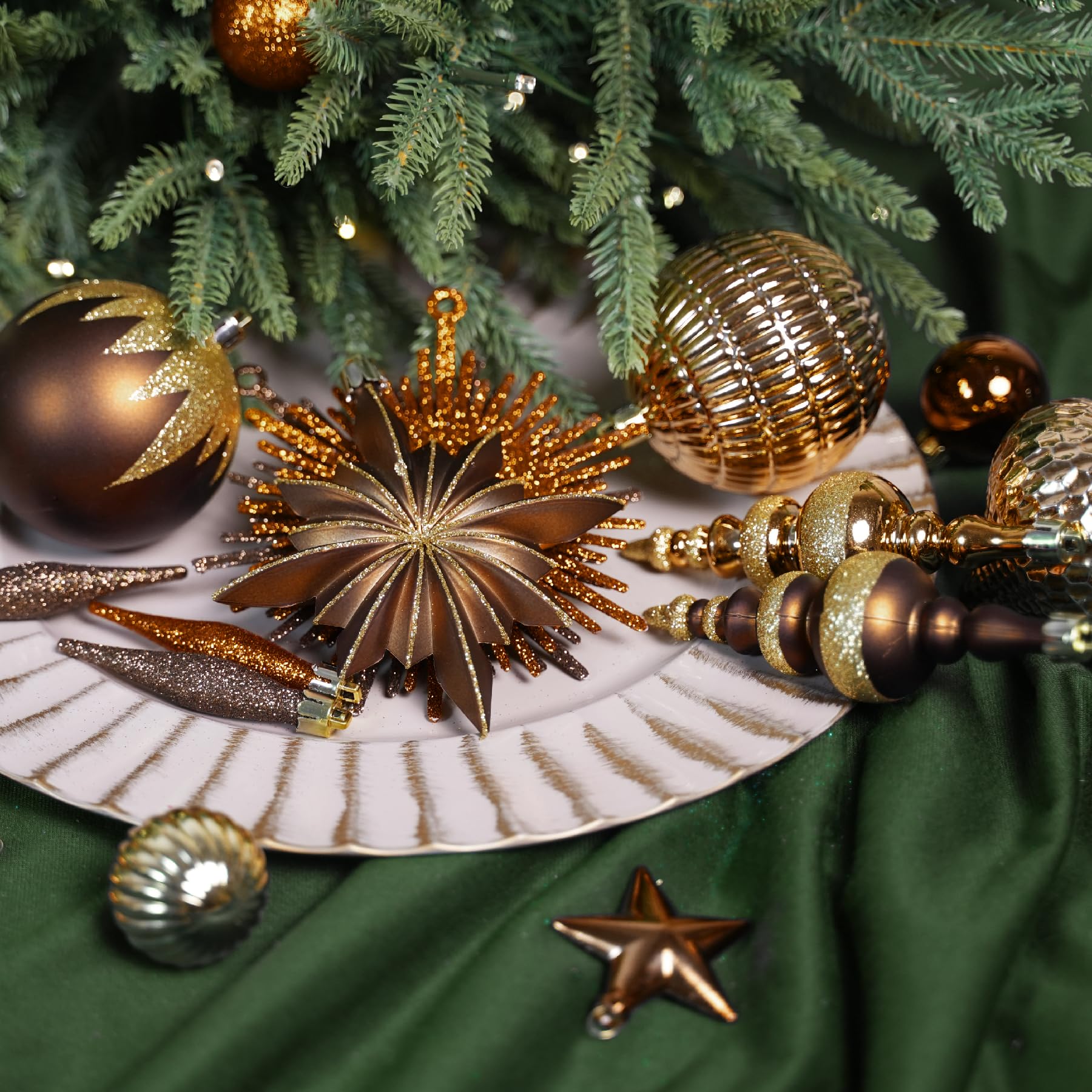 80ct Bronze-Gold Christmas Ball Ornament Set - SHareconn