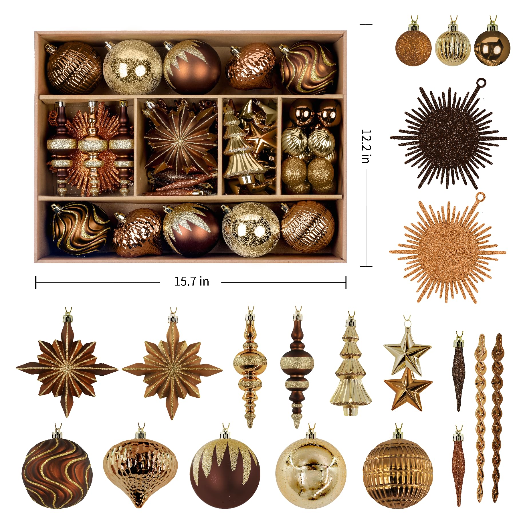 80ct Bronze-Gold Christmas Ball Ornament Set - SHareconn