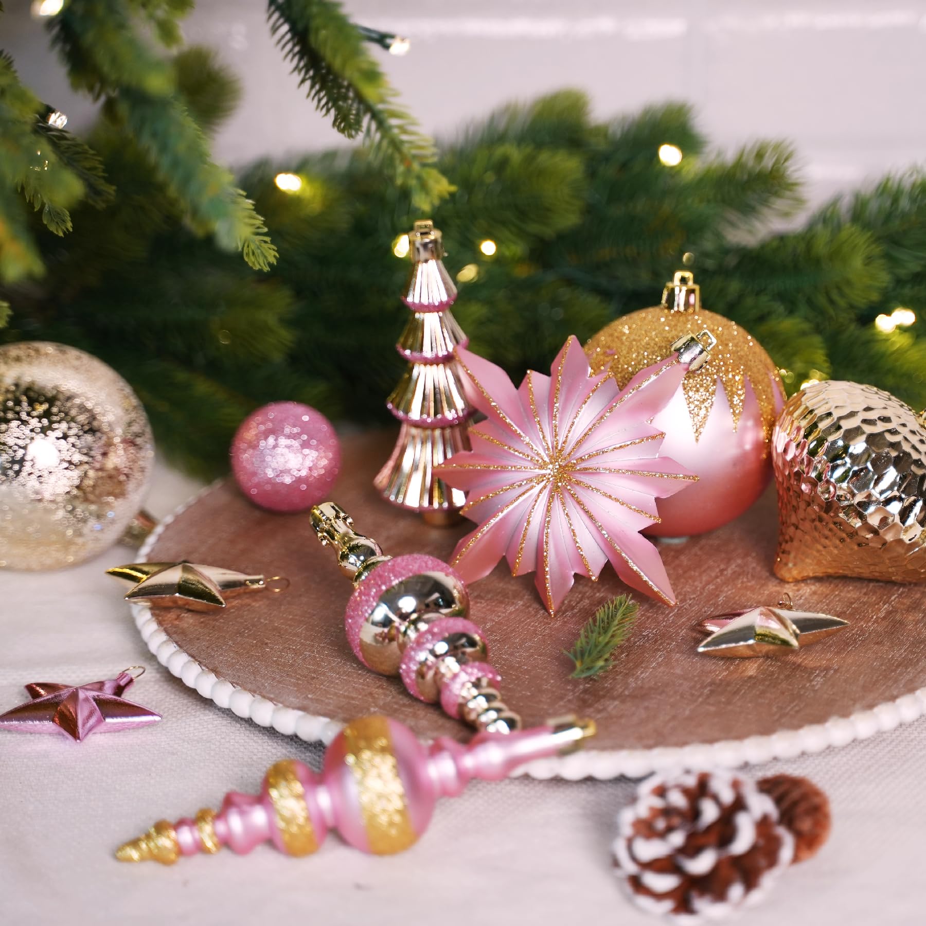 80ct Pink and Gold Christmas Ball Ornament Set - SHareconn