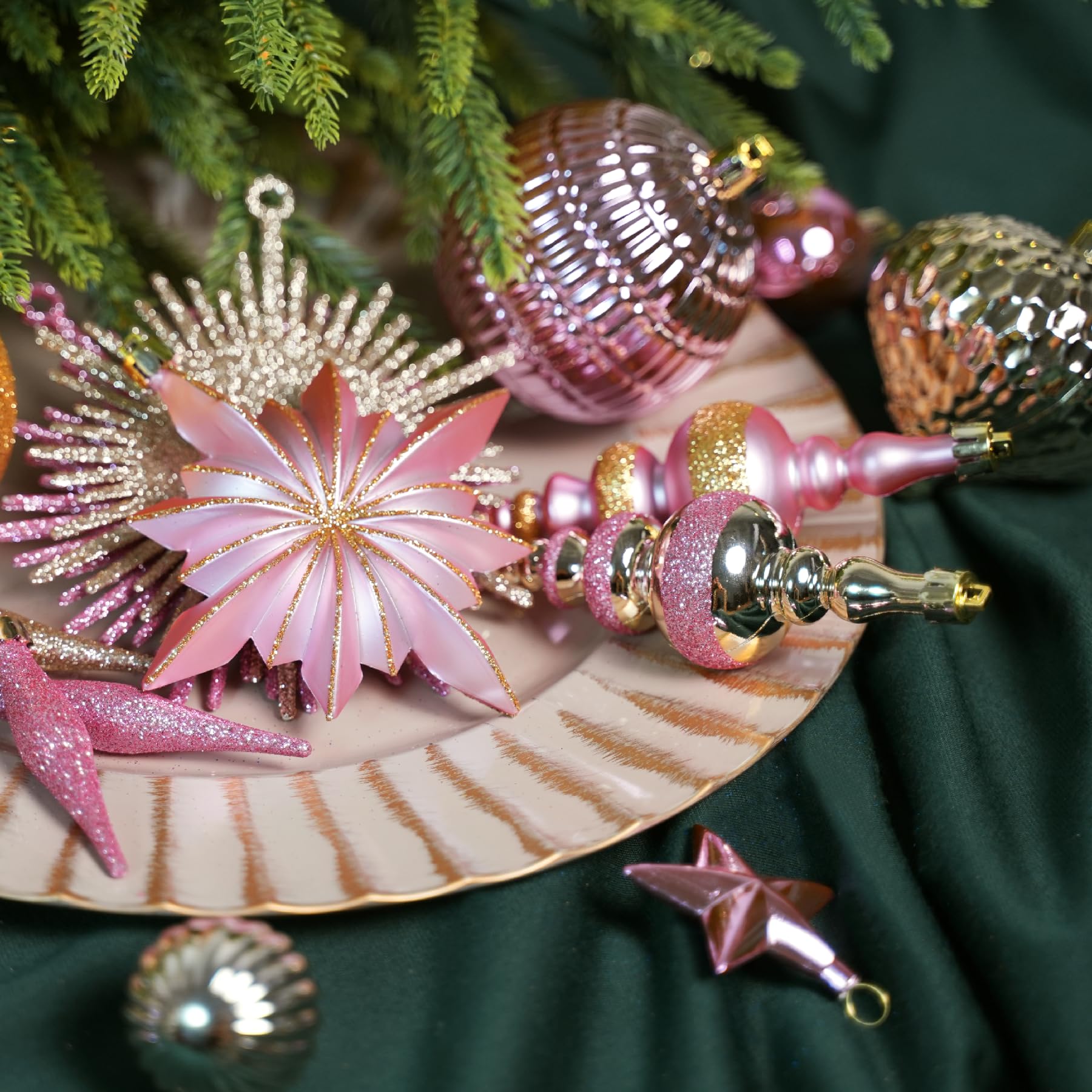 80ct Pink and Gold Christmas Ball Ornament Set - SHareconn