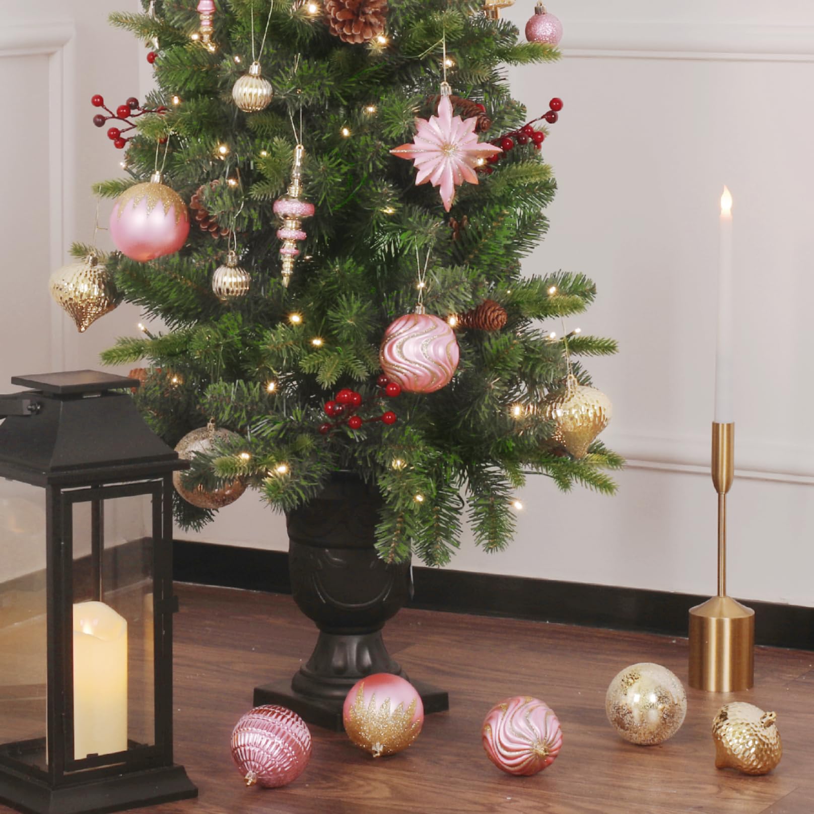 80ct Pink and Gold Christmas Ball Ornament Set - SHareconn