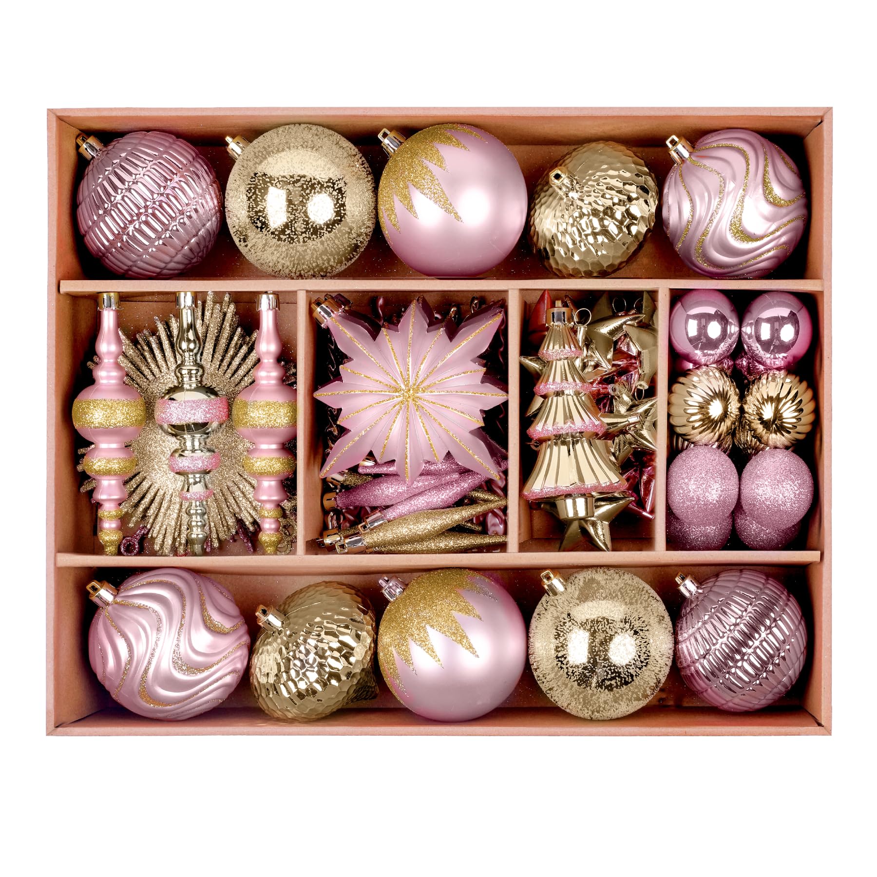 80ct Pink and Gold Christmas Ball Ornament Set - SHareconn