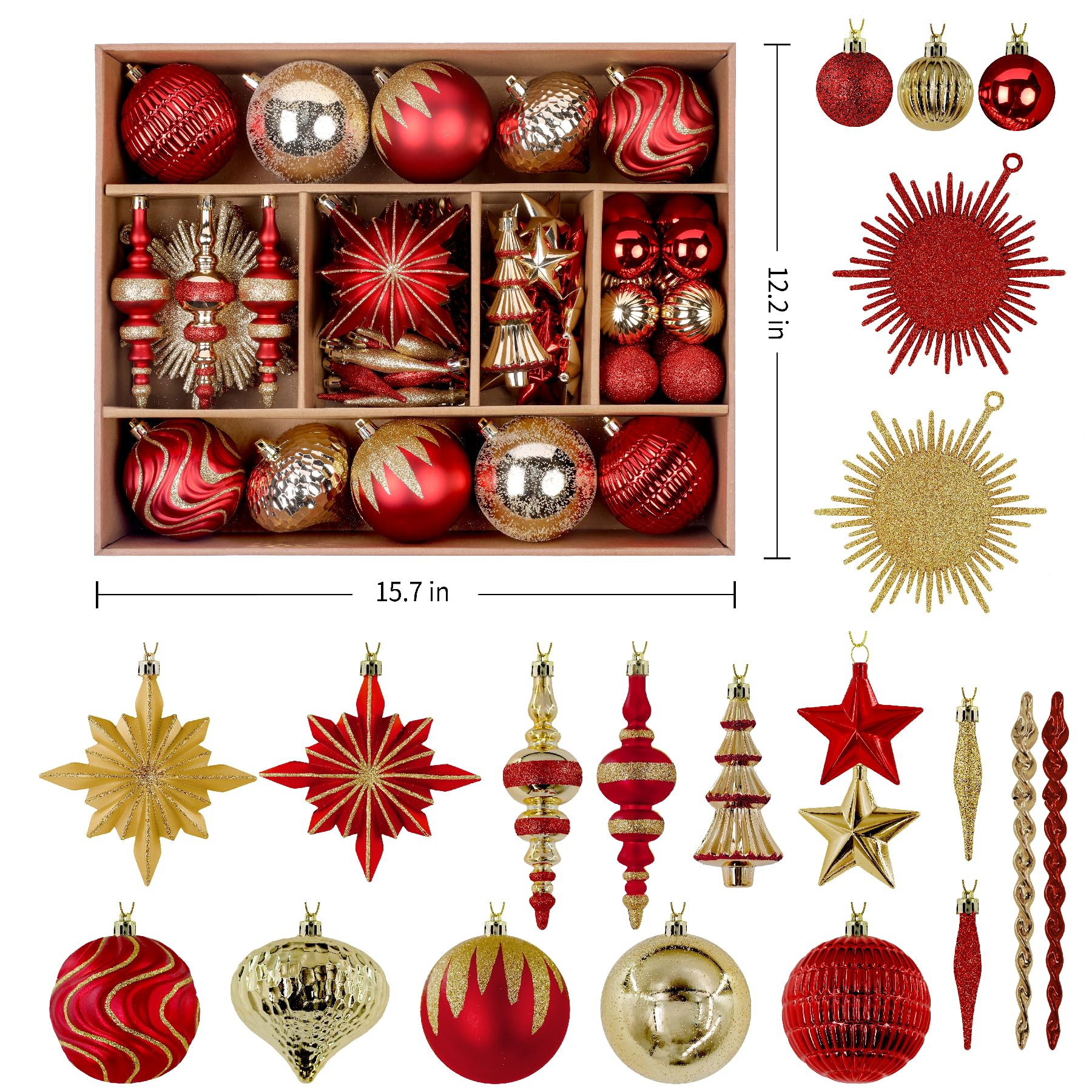 80ct Red and Gold Christmas Ball Ornaments - SHareconn