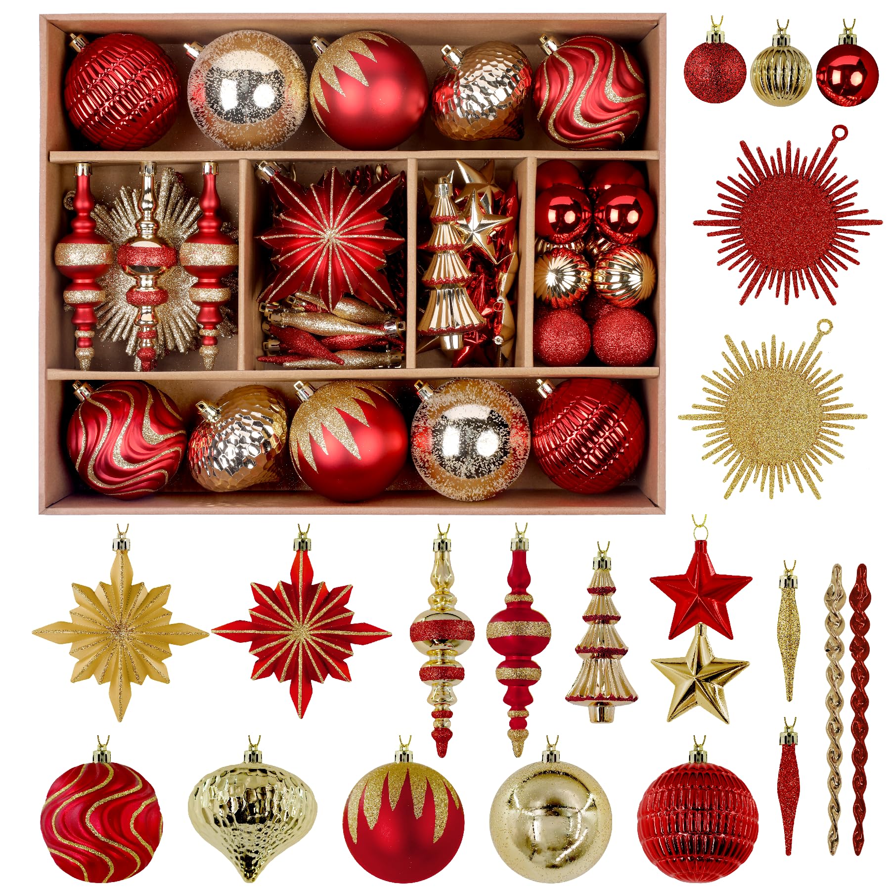 80ct Red and Gold Christmas Ball Ornaments - SHareconn