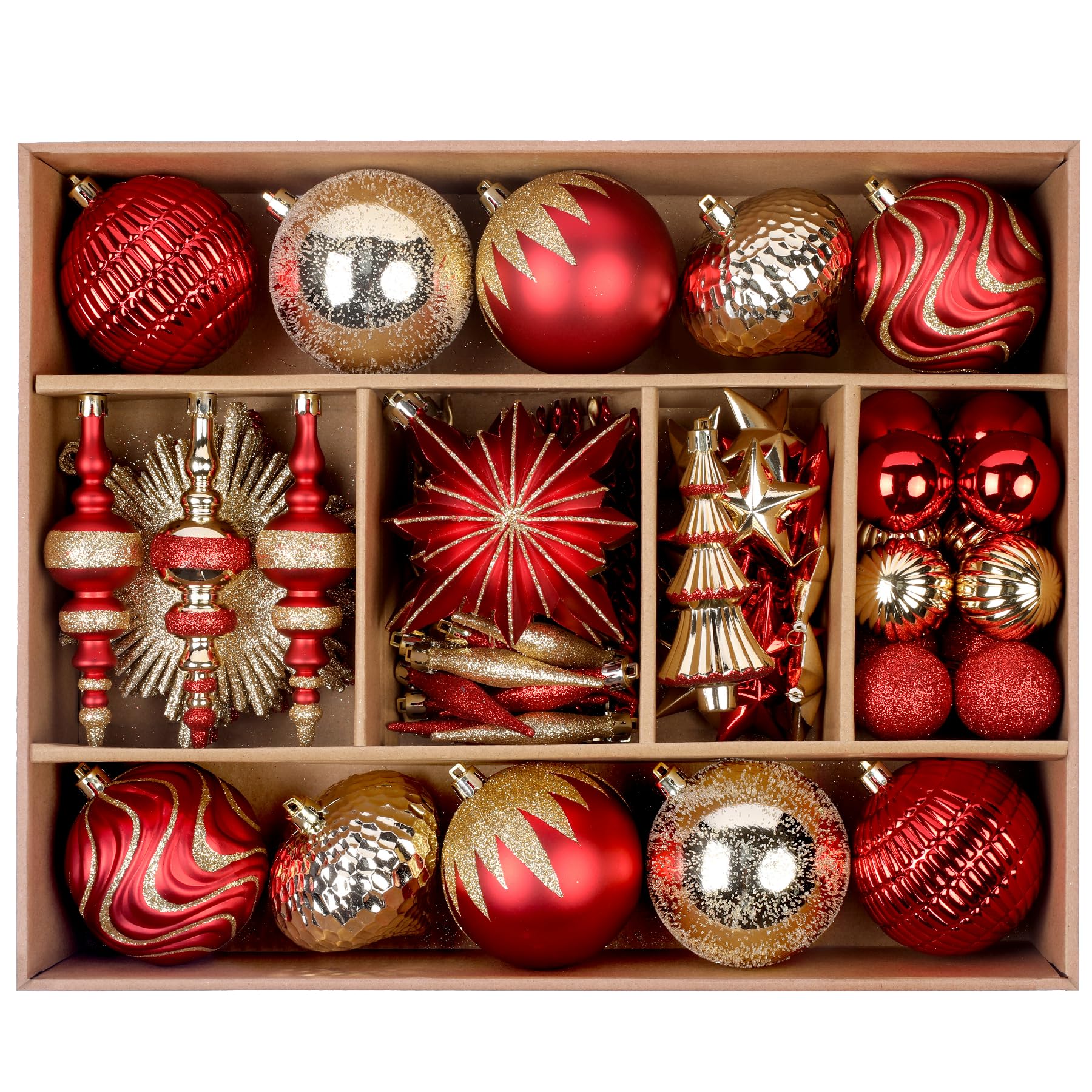 80ct Red and Gold Christmas Ball Ornaments - SHareconn