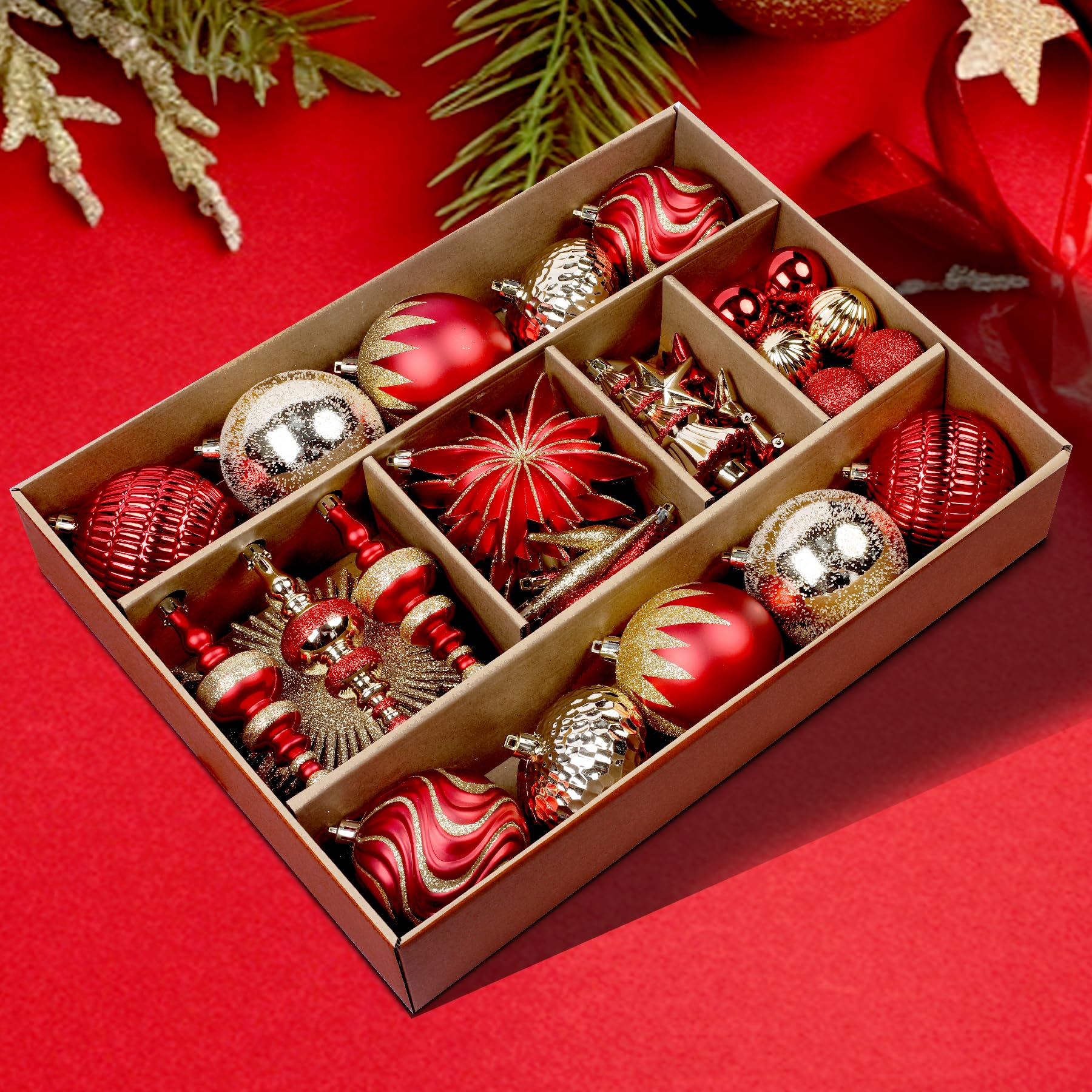 80ct Red and Gold Christmas Ball Ornaments - SHareconn