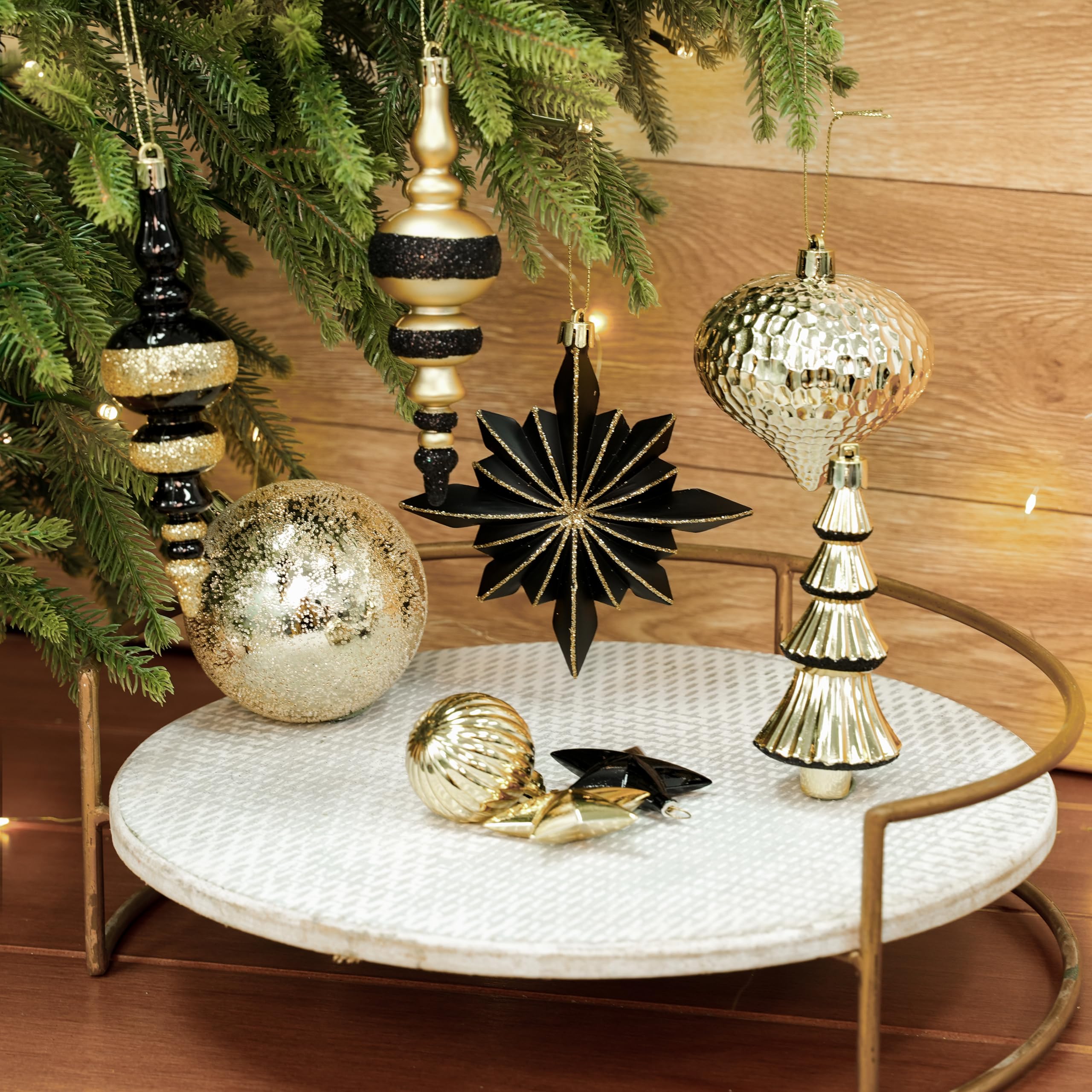 80pcs Black and Gold Christmas Balls Ornaments Set with Lanyards - SHareconn