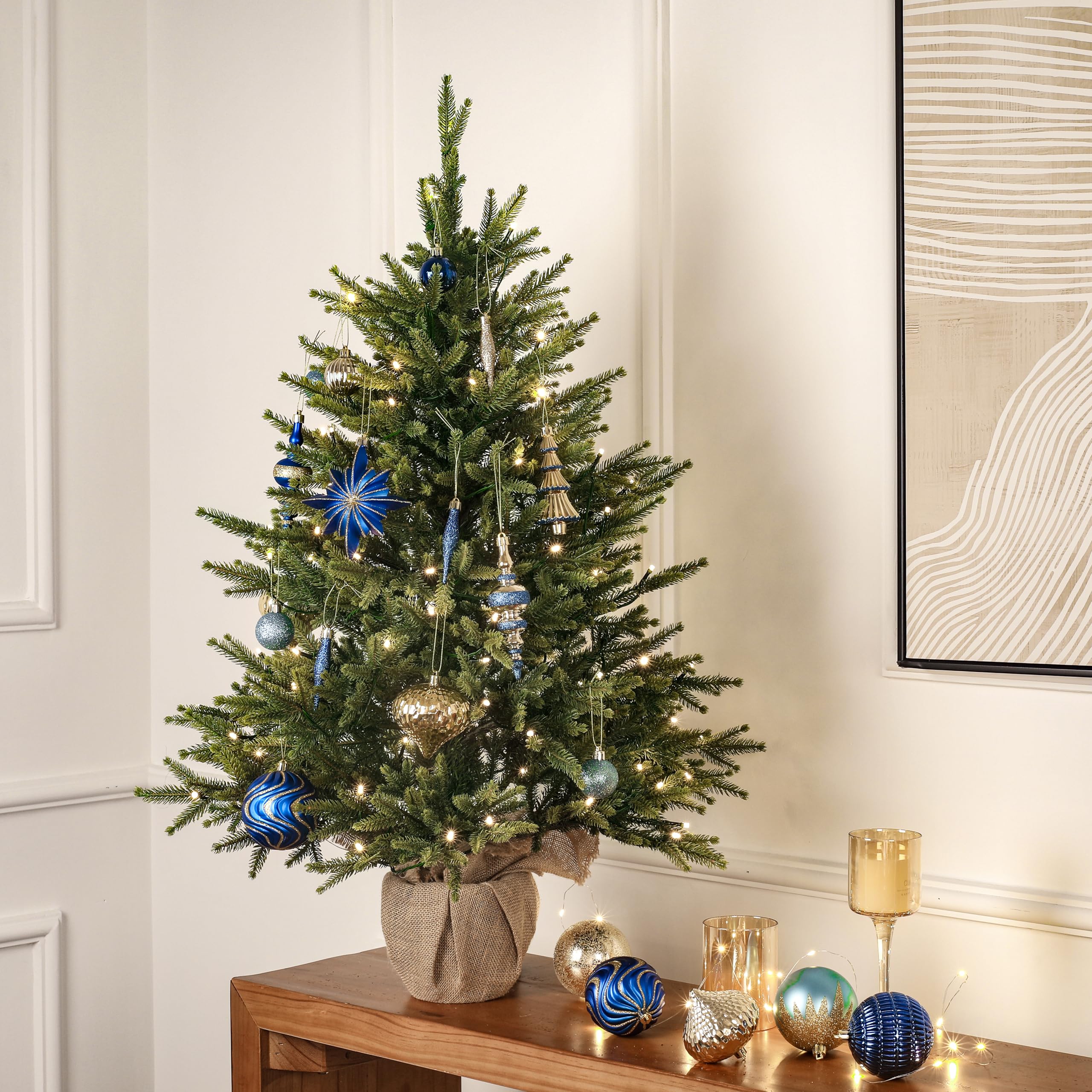 80pcs Blue and Gold Christmas Balls Ornaments Setwith Lanyards - SHareconn