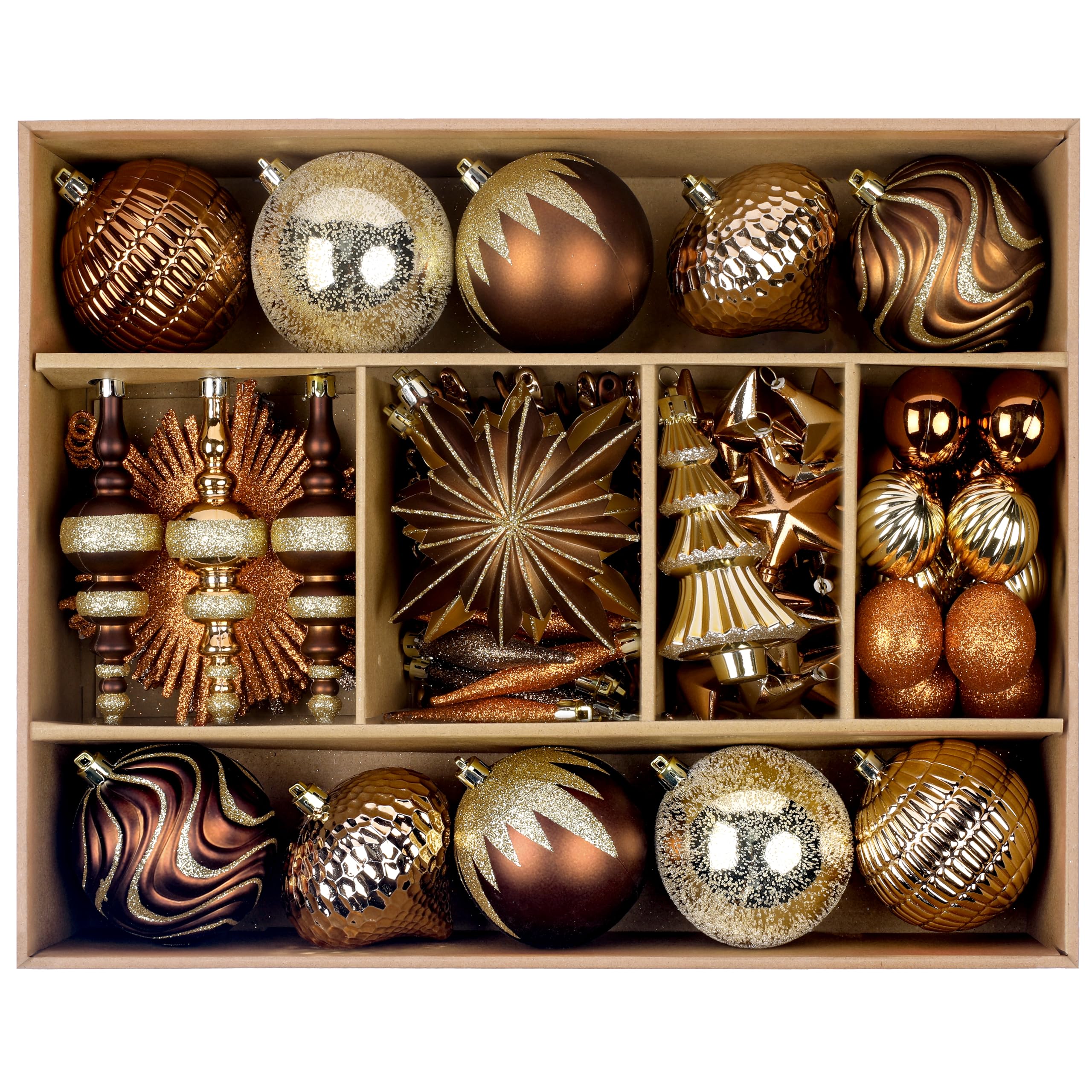 80pcs Bronze Copper Gold Christmas Balls Ornaments Set with Lanyards - SHareconn
