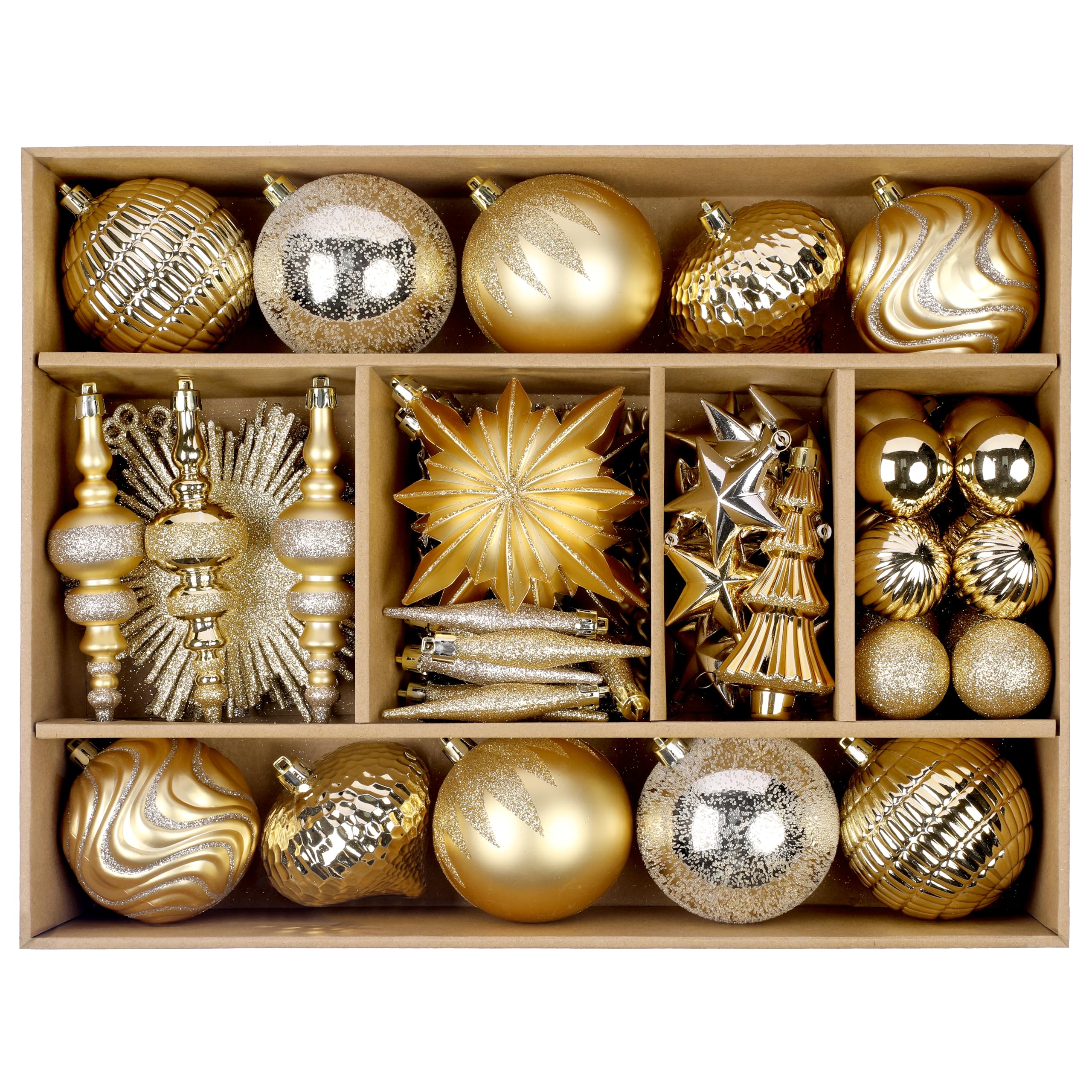 80pcs Light Gold Christmas Balls Ornaments Set with Lanyards - SHareconn