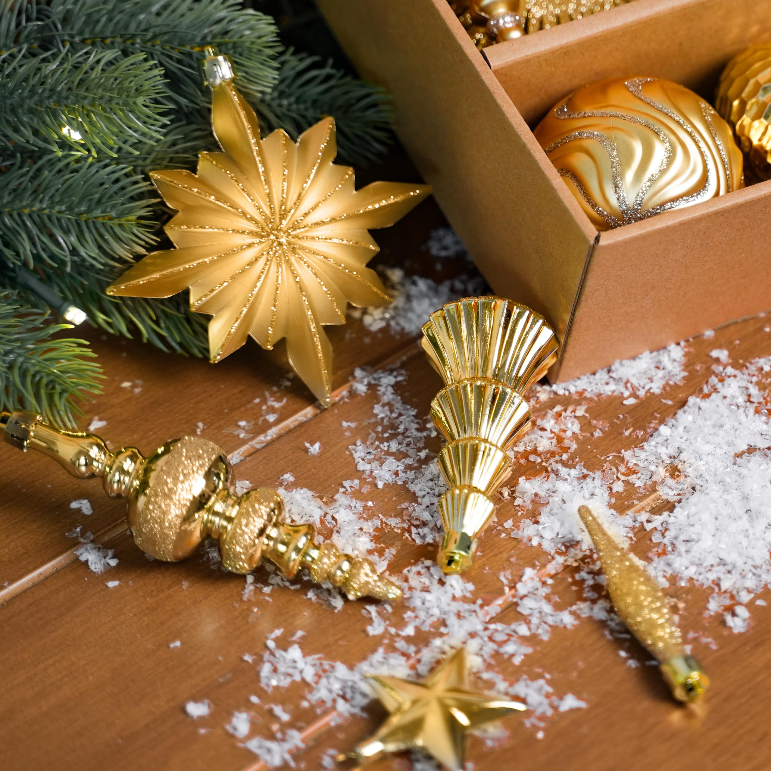 80pcs Light Gold Christmas Balls Ornaments Set with Lanyards - SHareconn