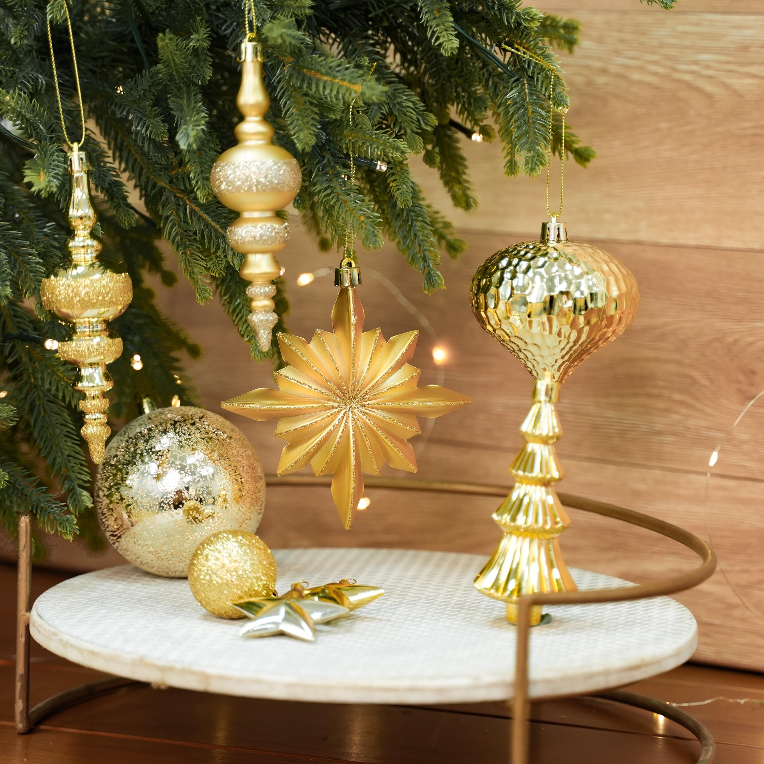 80pcs Light Gold Christmas Balls Ornaments Set with Lanyards - SHareconn