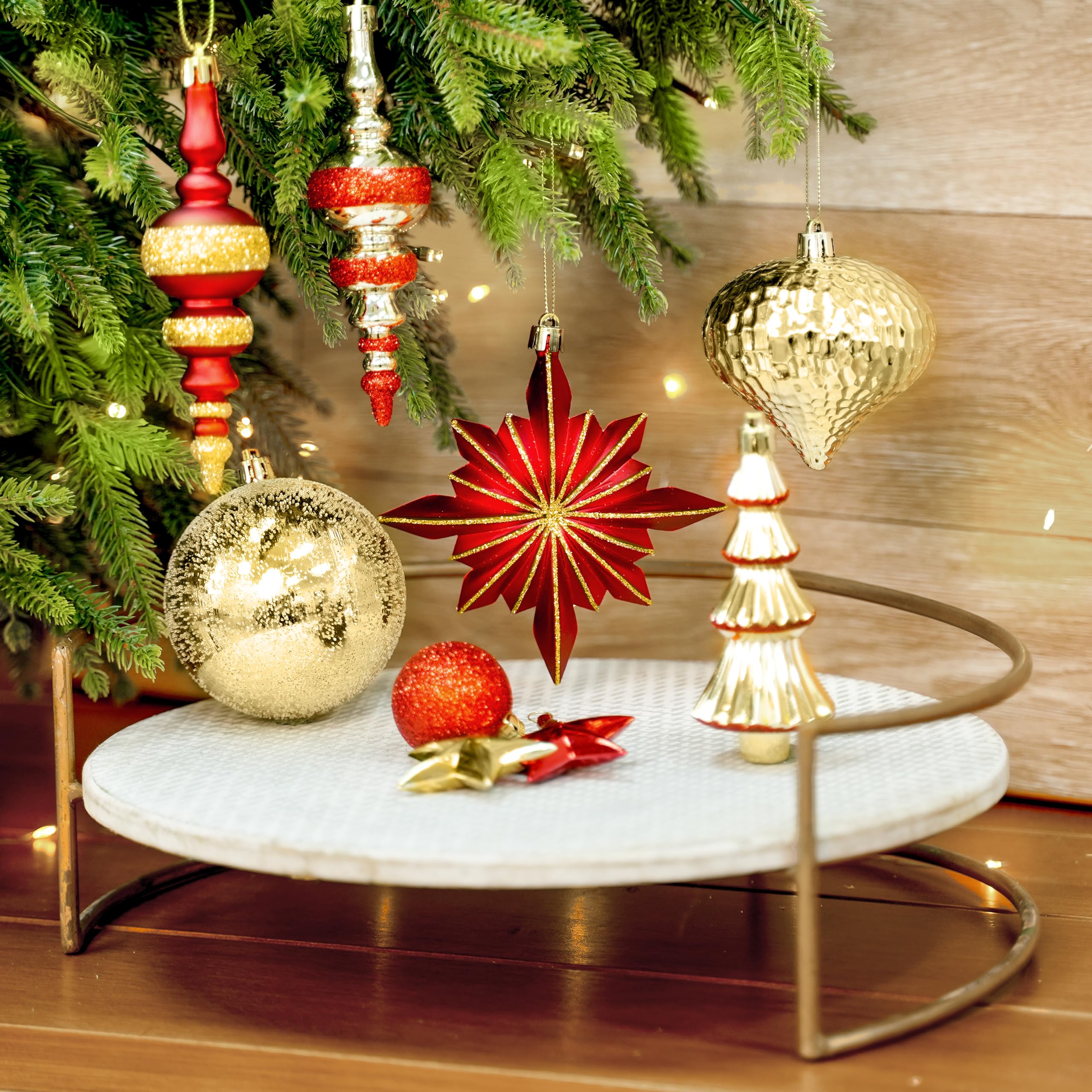 80pcs Red and Gold Christmas Balls Ornaments Set with Lanyards - SHareconn