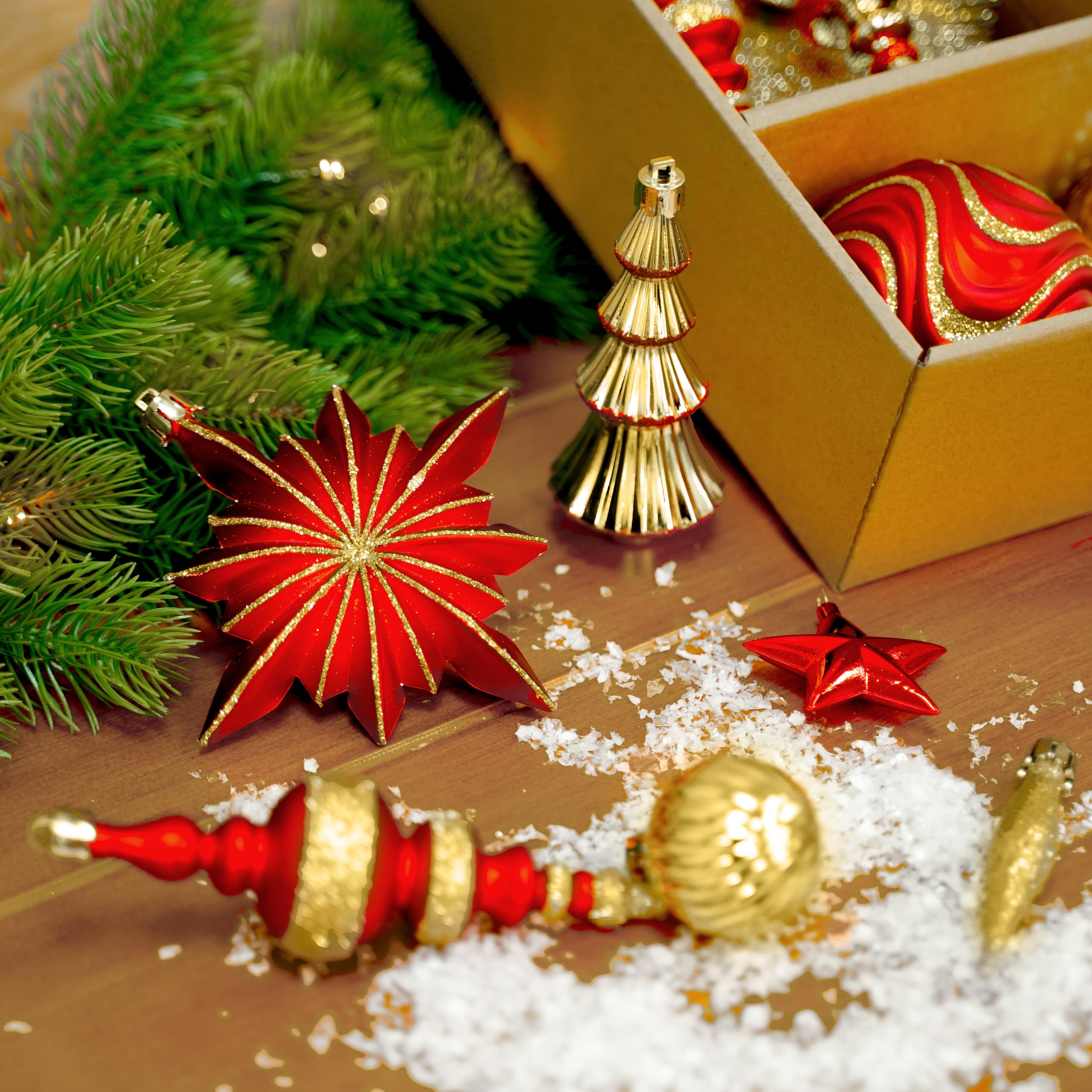 80pcs Red and Gold Christmas Balls Ornaments Set with Lanyards - SHareconn
