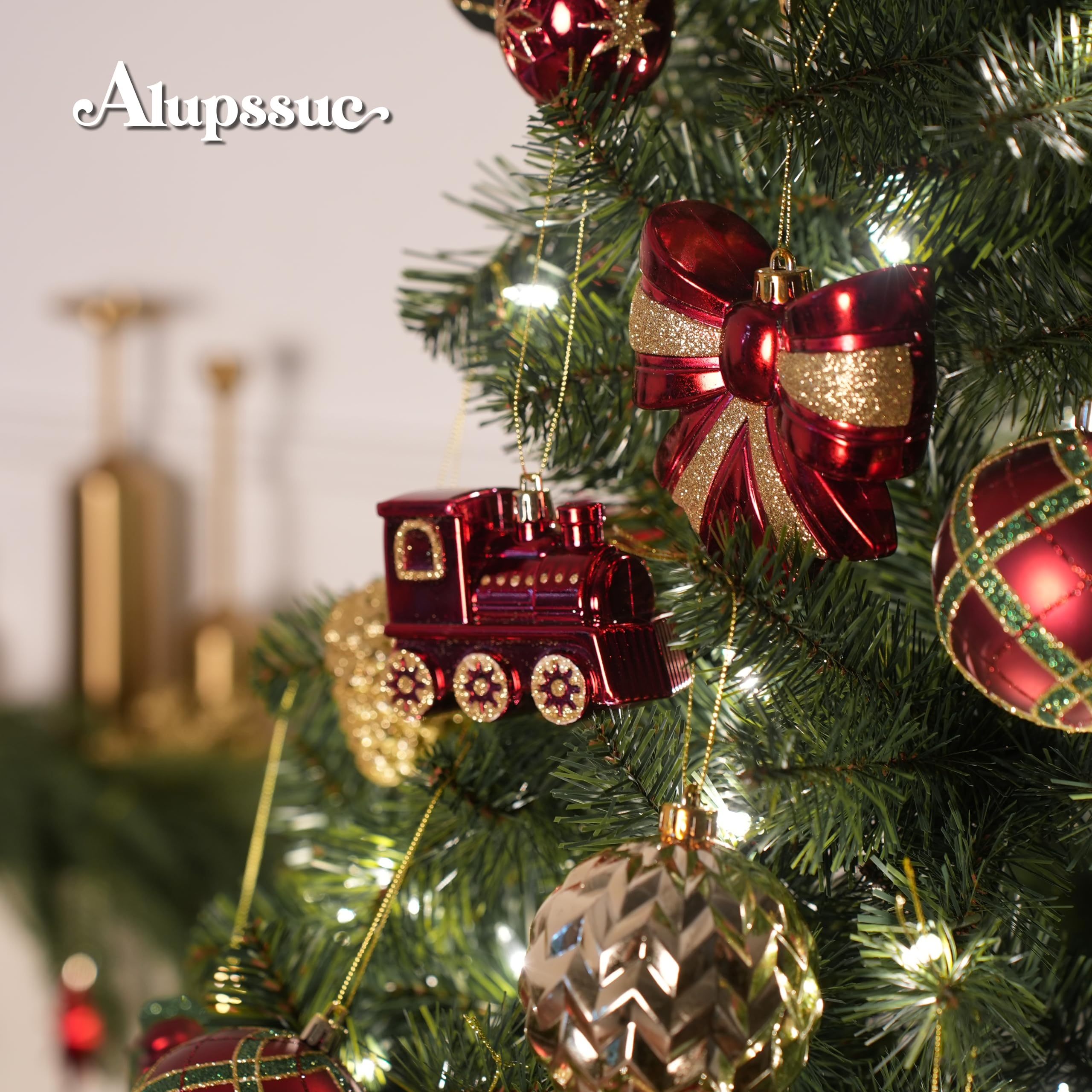 82pcs Gold,Red and Green Christmas Balls Ornaments Set with Hanging Strings - SHareconn