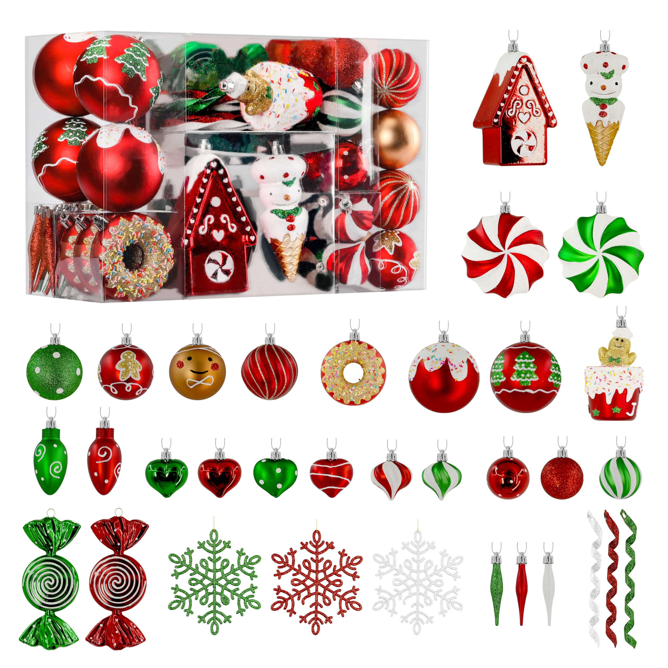 86pcs Red and Green, White Christmas Tree Ball Decorations - SHareconn