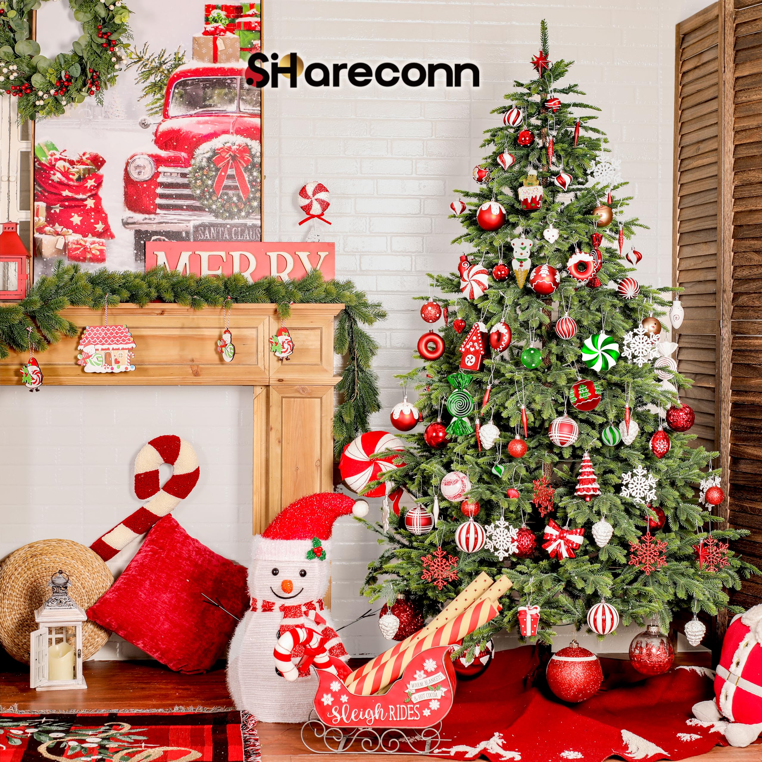86pcs Red and Green, White Christmas Tree Ball Decorations - SHareconn