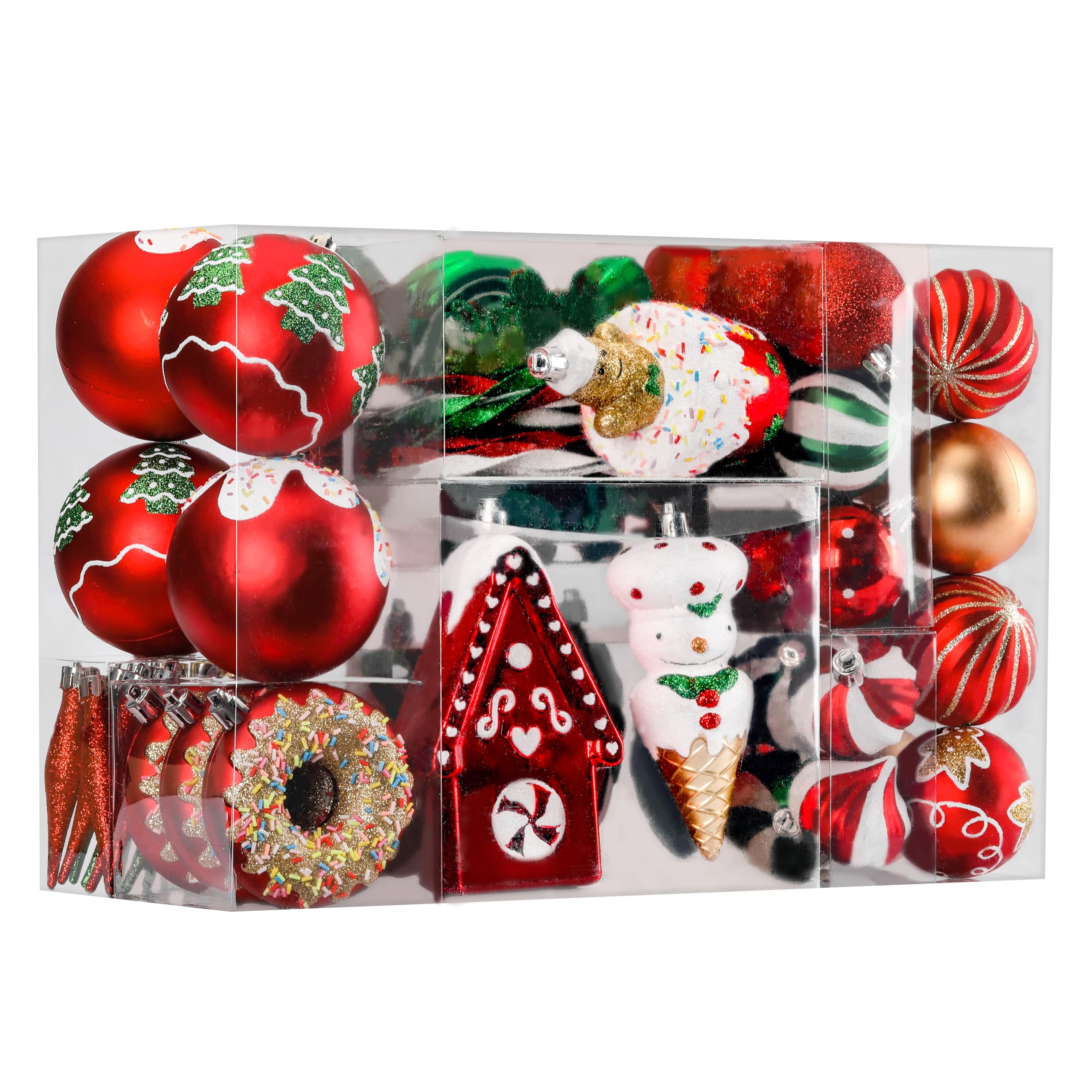 86pcs Red and Green, White Christmas Tree Ball Decorations - SHareconn