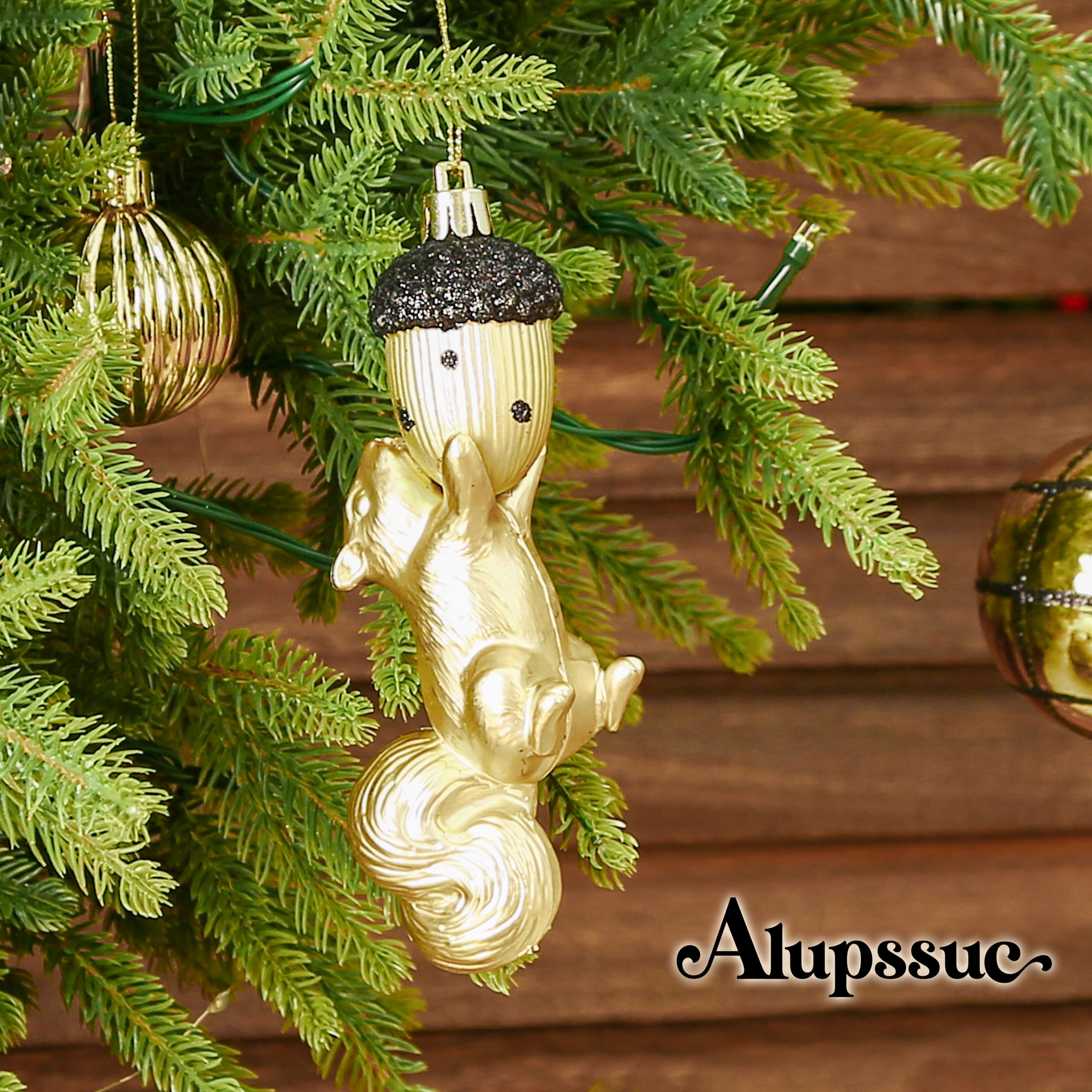 96pcs Black & Gold Forest Theme and Animal Designs Christmas Tree Ornaments Set - SHareconn