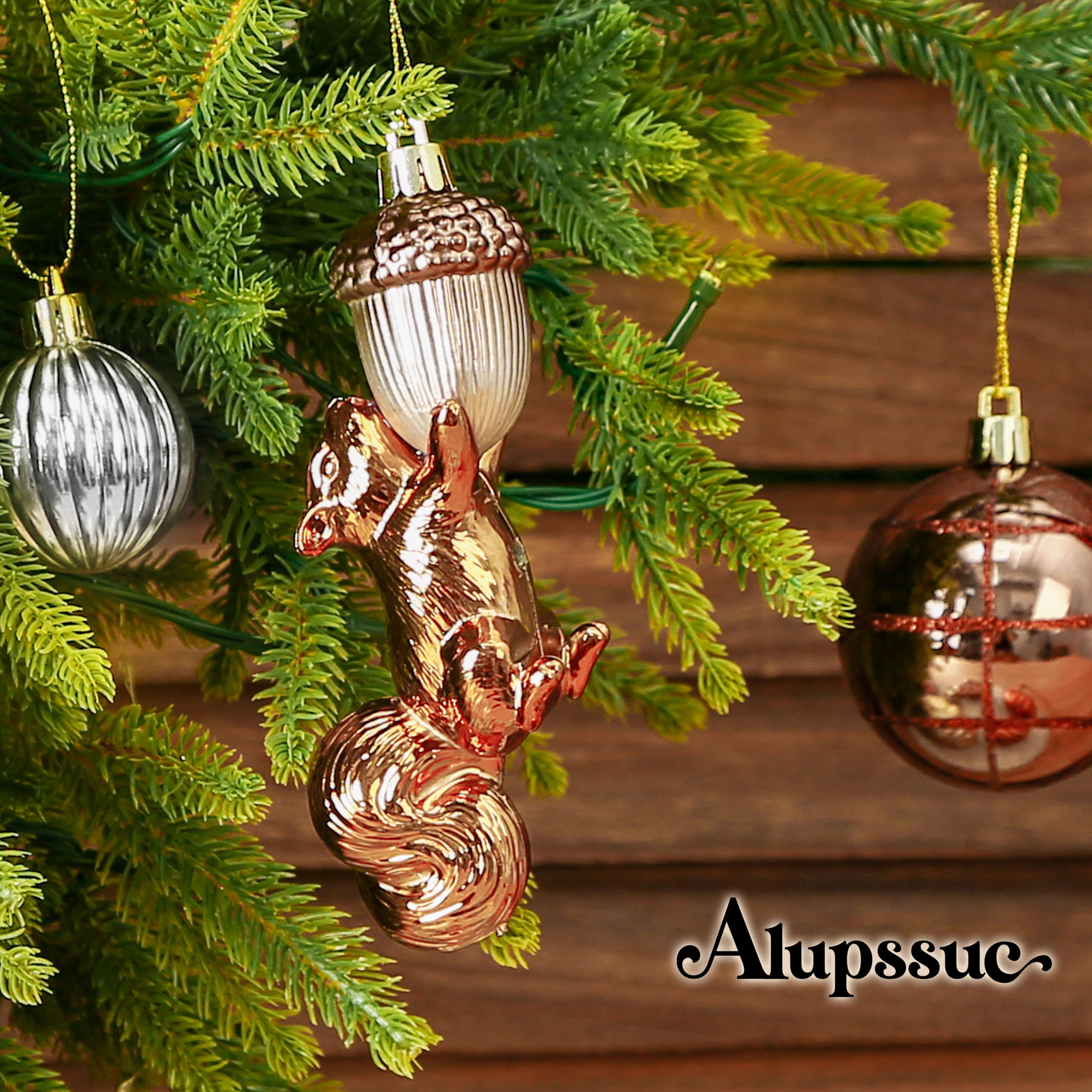 96pcs Bronze Copper & Gold Forest Theme and Animal Designs Christmas Tree Ornaments Set - SHareconn