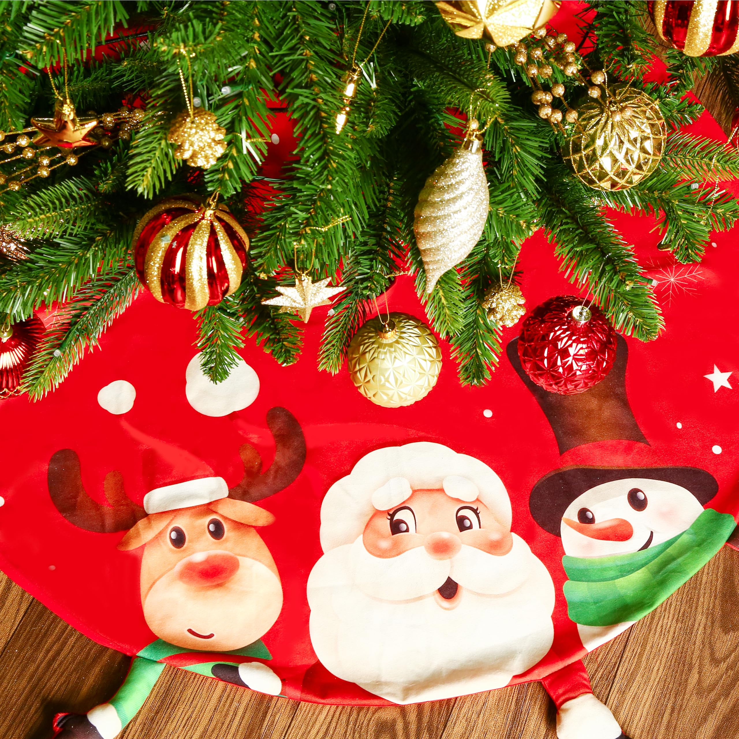 Red Christmas Tree Skirt, 48 Inch Xmas Tree Mat - SHareconn