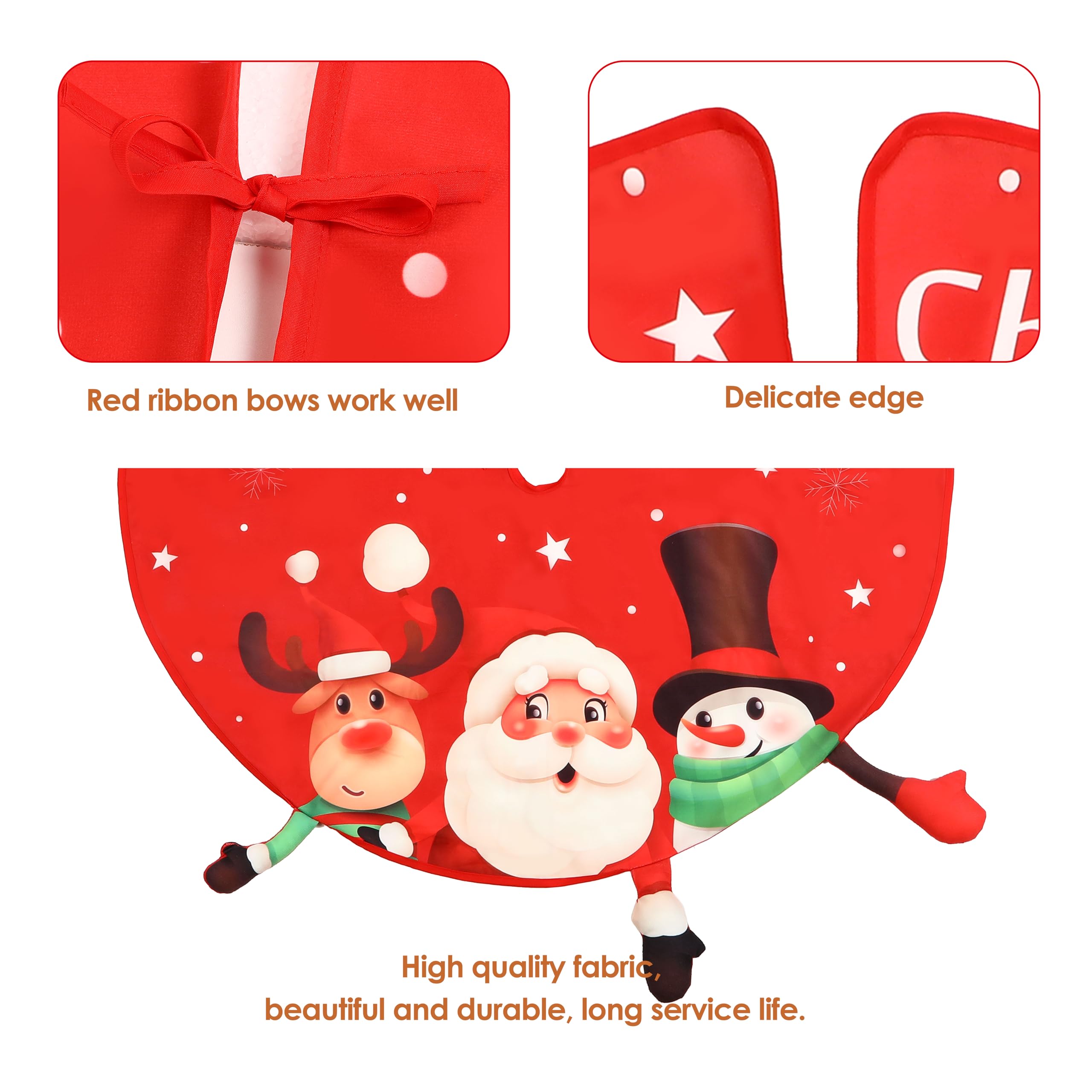 Red Christmas Tree Skirt, 48 Inch Xmas Tree Mat - SHareconn