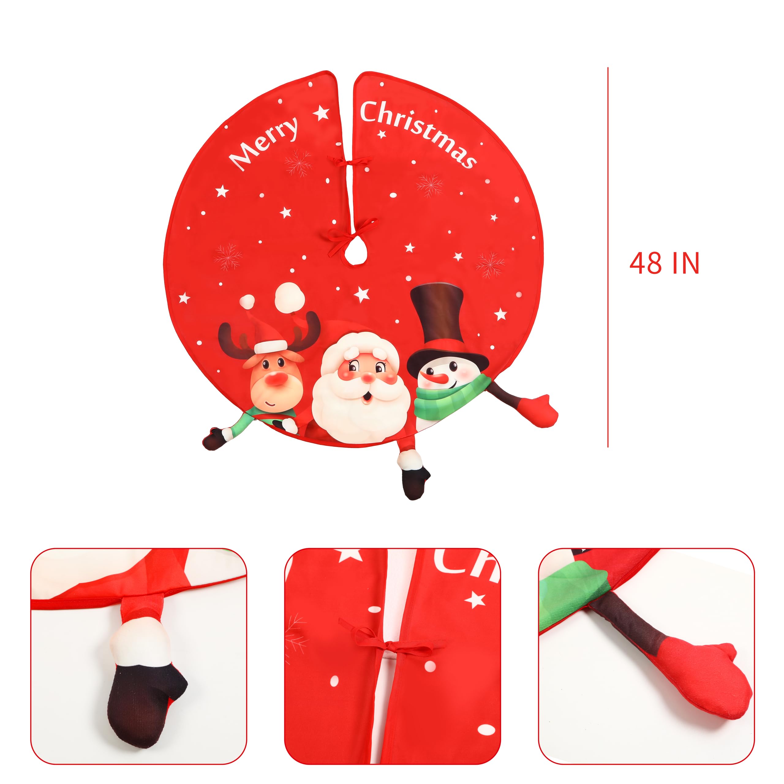 Red Christmas Tree Skirt, 48 Inch Xmas Tree Mat - SHareconn