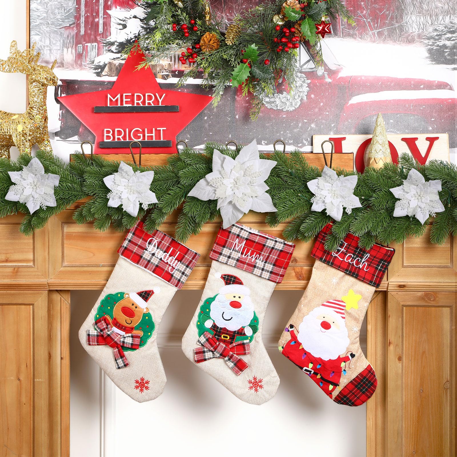 24 Pcs Boxed Christmas Flowers Glitter Tree Picks Ornaments for Wedding Xmas Tree New Year Holiday Decor with Clips and Sticks, White - SHareconn