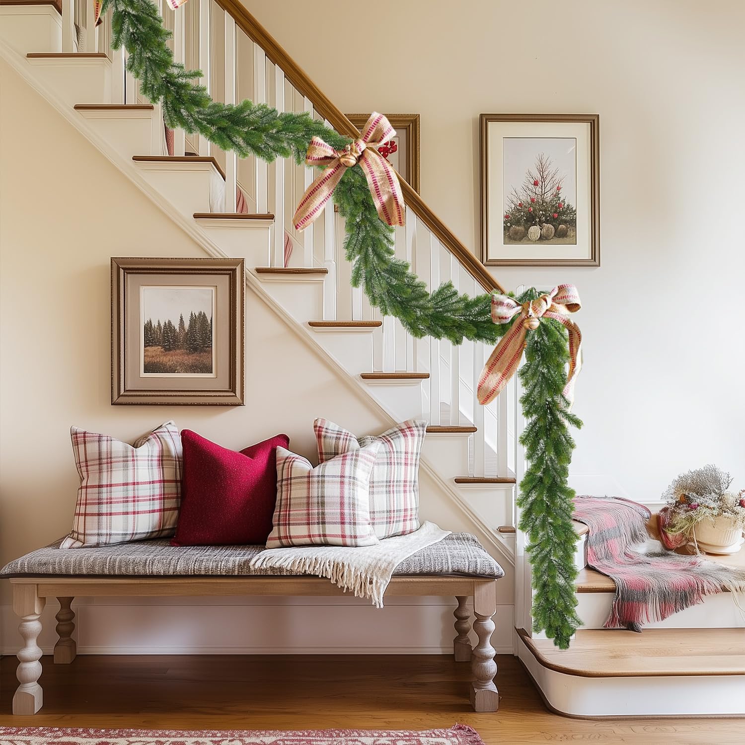 6FT(180 cm) Artificial Christmas Greenery Garland,Real Touch Stereo Pine Garland - SHareconn