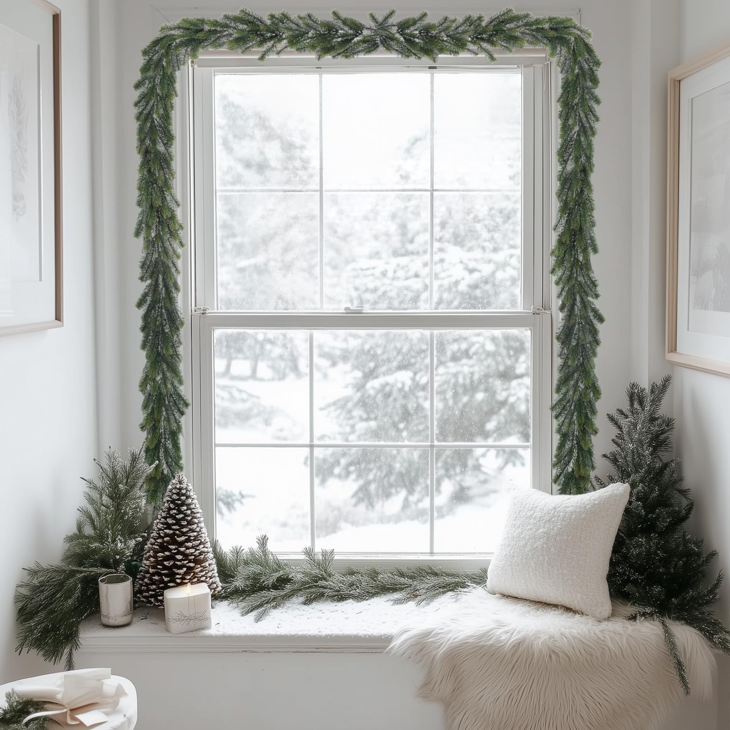 6FT(180 cm) Artificial Christmas Greenery Garland,Real Touch Stereo Pine Garland - SHareconn