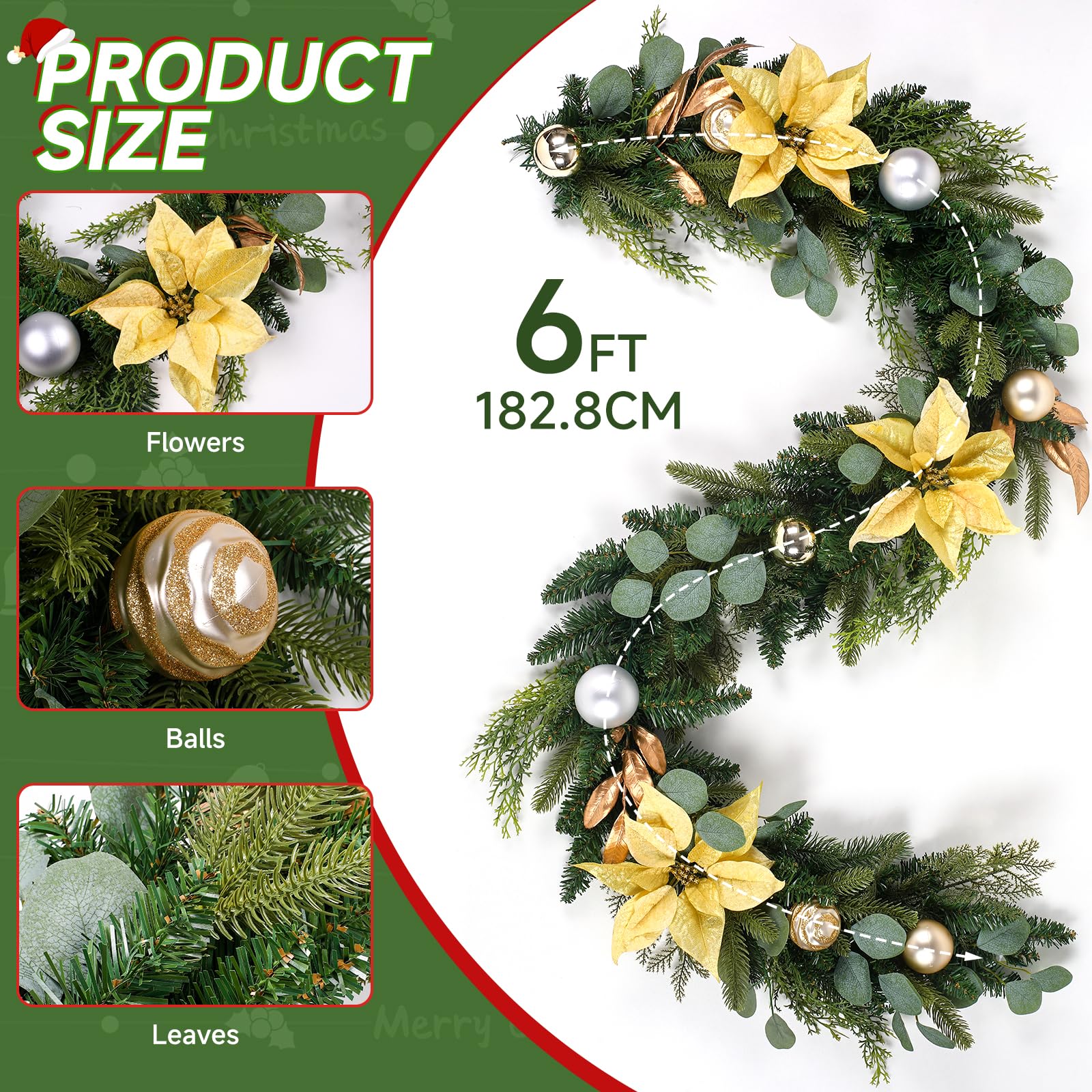 6ft Battery Operated Multi-Colored Lights Artificial Christmas Garland - SHareconn